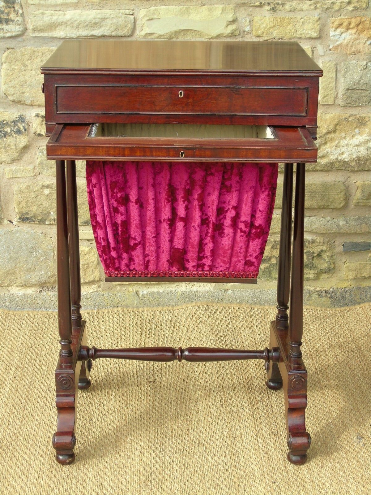 Furniture Good Early 19th Century Mahogany Sewing Table photo