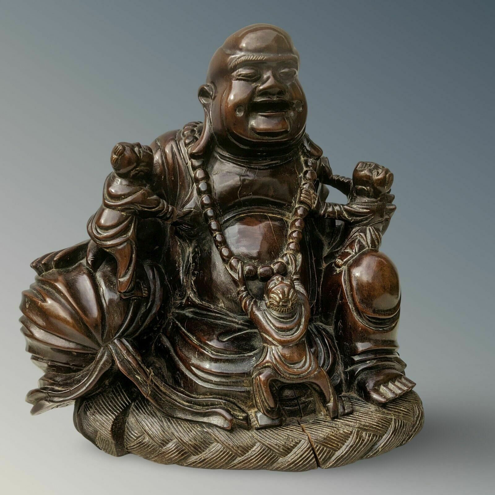 Large Antique Chinese Carved Hardwood Buddha photo for sale