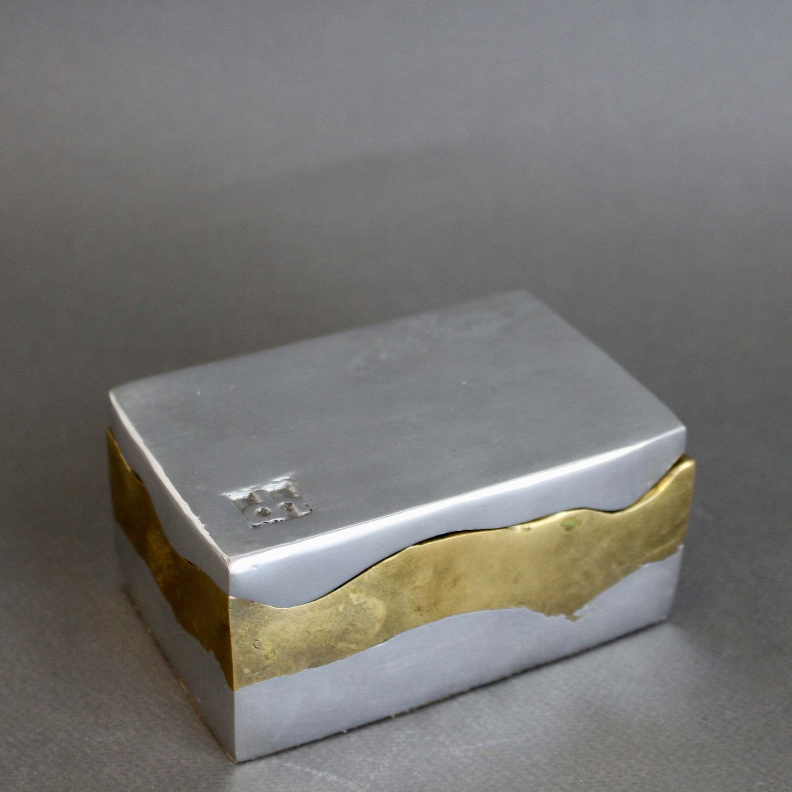 photo buy Brutalist Aluminium And Brass Box By David Marshall (Circa 1980s)