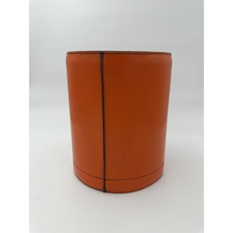 photo furniture Orange Leather Wastepaper Basket In The Style Of Hermès, 1970s 1980s