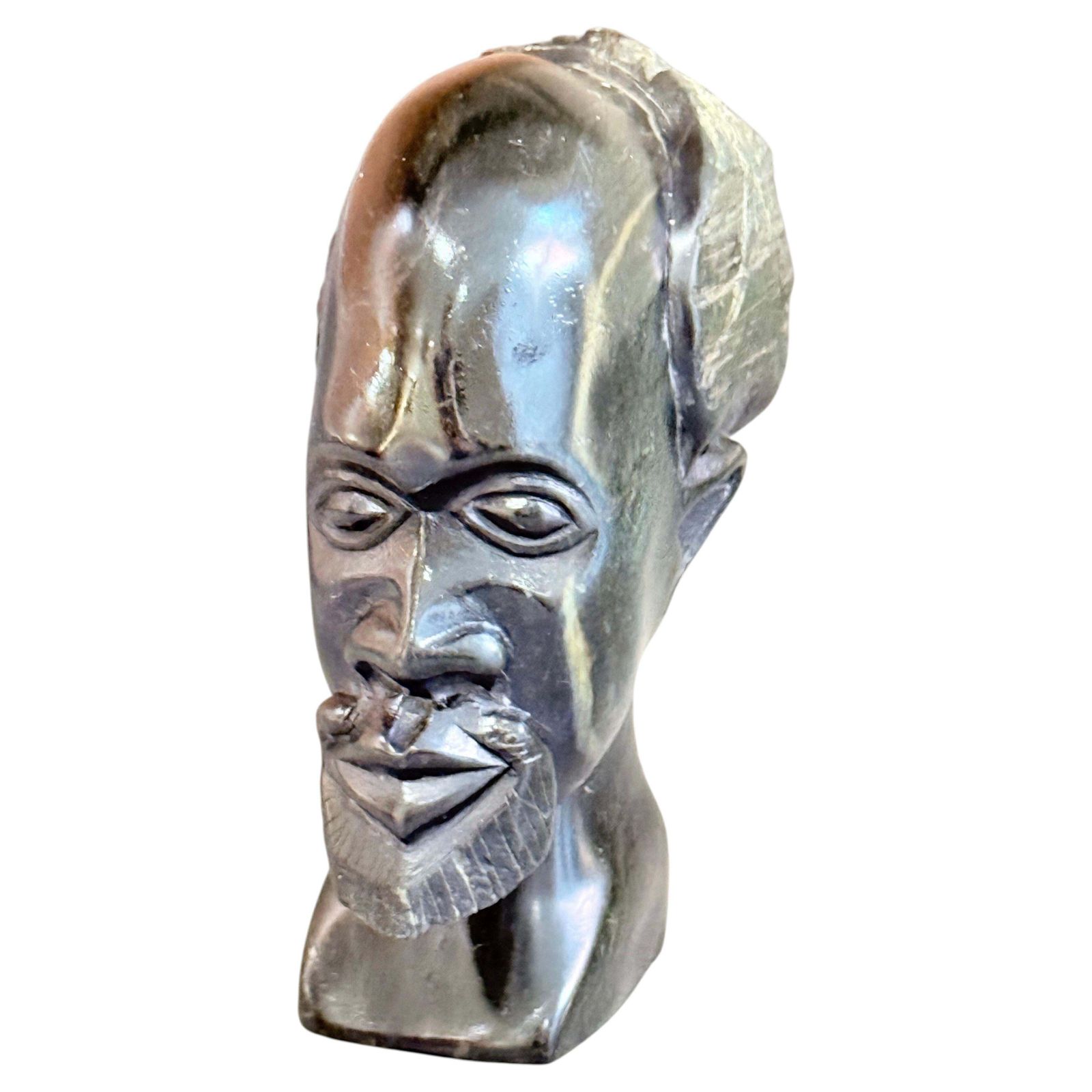 Hand Carved African Soapstone Bust Sculpture, Decorative Object Home Decor photo for sale