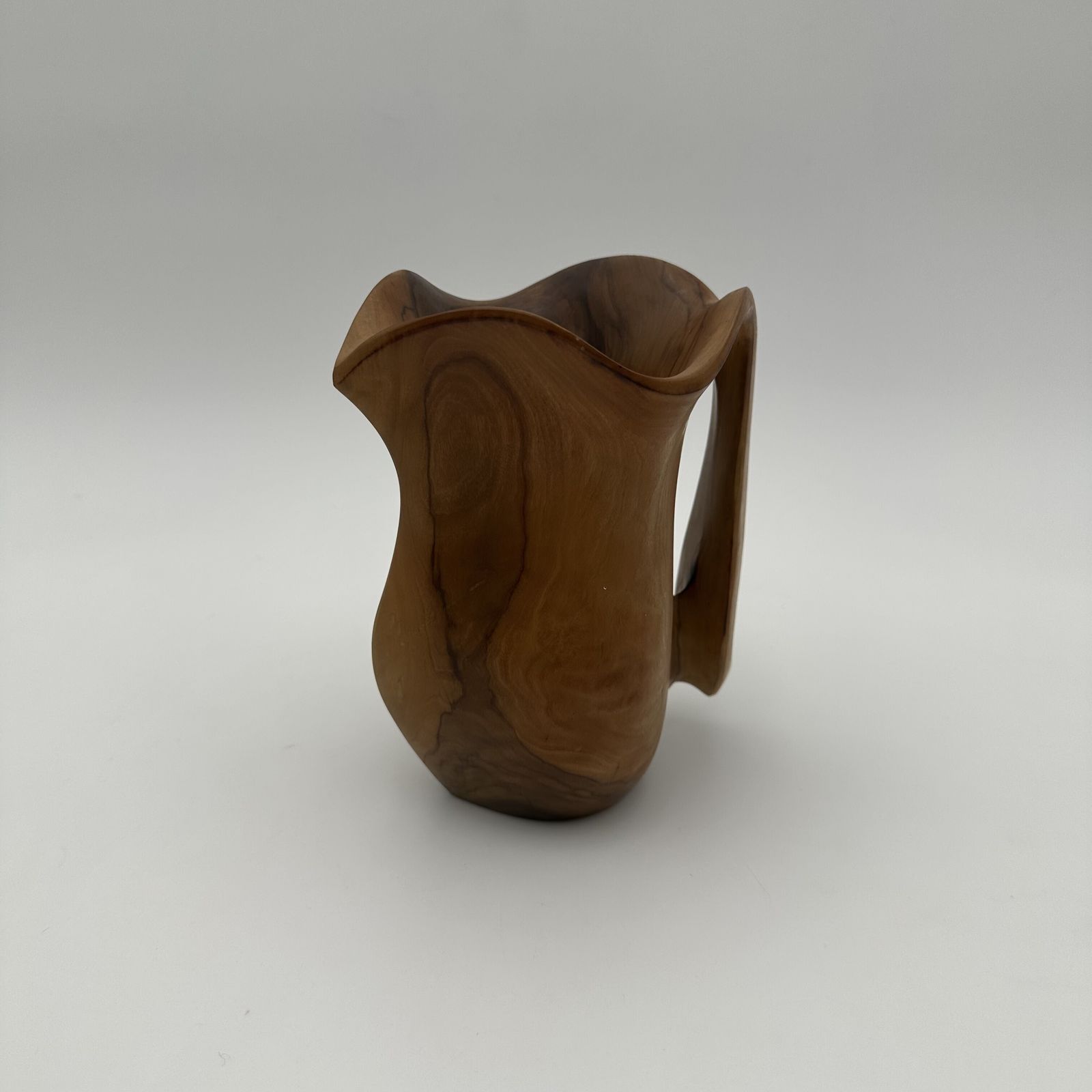 Small Sculptural Free Form Walnut Pitcher, In The Style Of Alexandre Noll, 1950s.