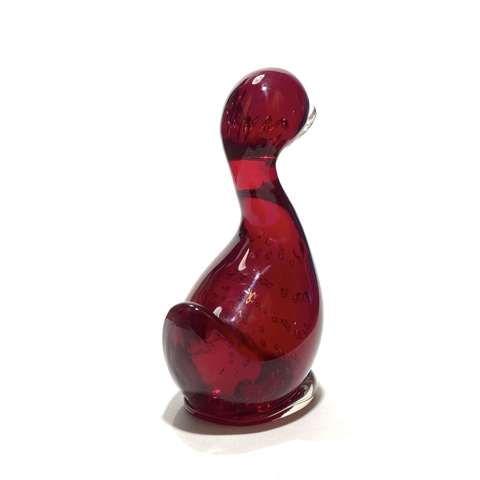 Whitefriars Glass Dilly Duck Ornament Ruby Red (5.5"), Mid Century Modern Design photo Home Decor