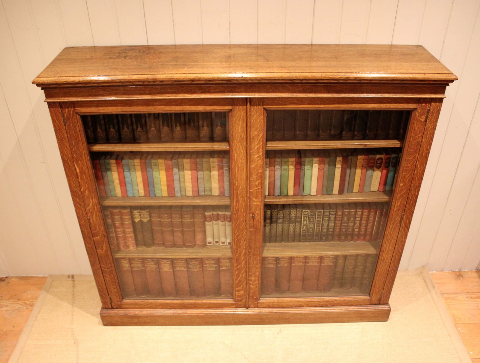 Large Oak Glazed Library Bookcase photo for sale