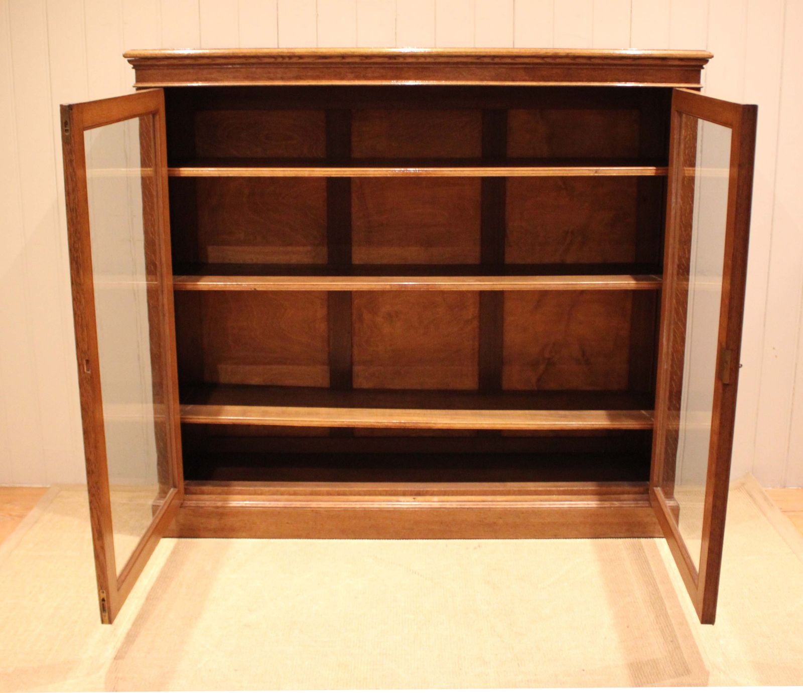 photo for sale Large Oak Glazed Library Bookcase