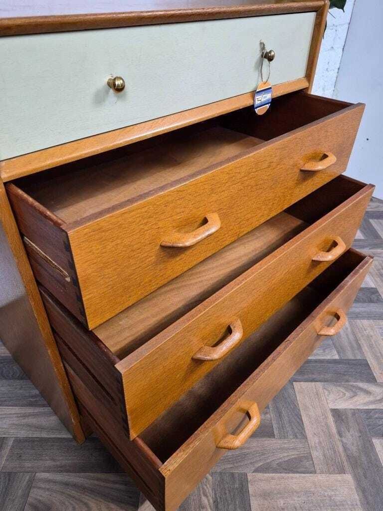 Vintage Mid Century G Plan Brandon Oak & White Chest Of 4 Drawers photo buy