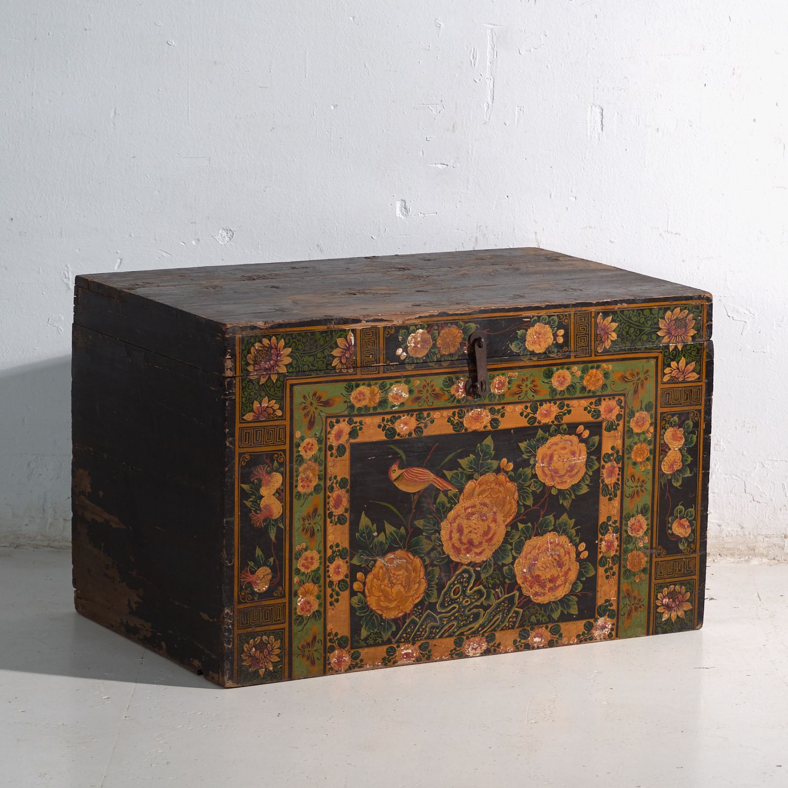 Antique Painted Trunk In Pine Wood – China, Circa 1900