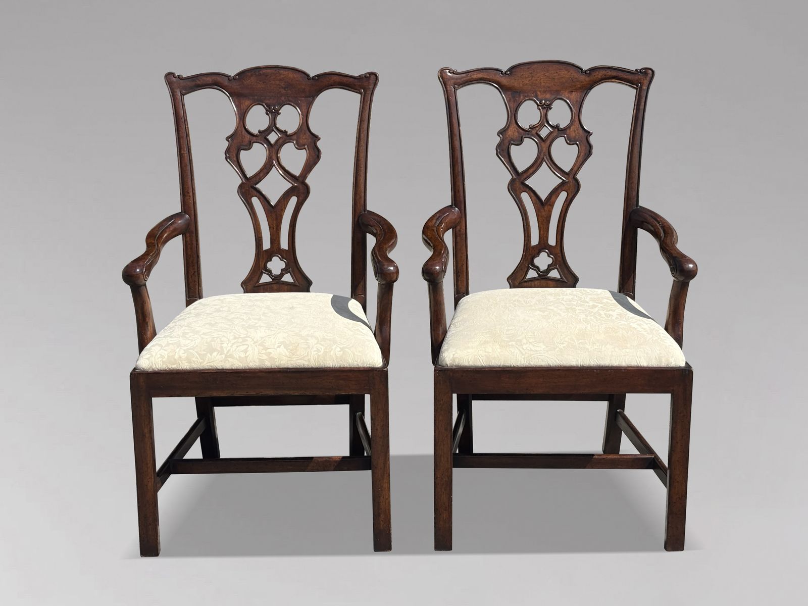 Set Of 6 (4+2) Edwardian Period Chippendale Mahogany Dining Chairs photo furniture