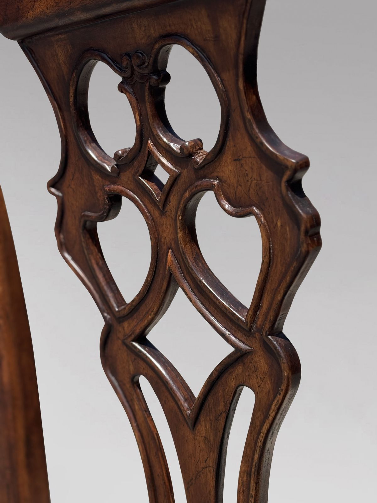 Set Of 6 (4+2) Edwardian Period Chippendale Mahogany Dining Chairs photo vintage