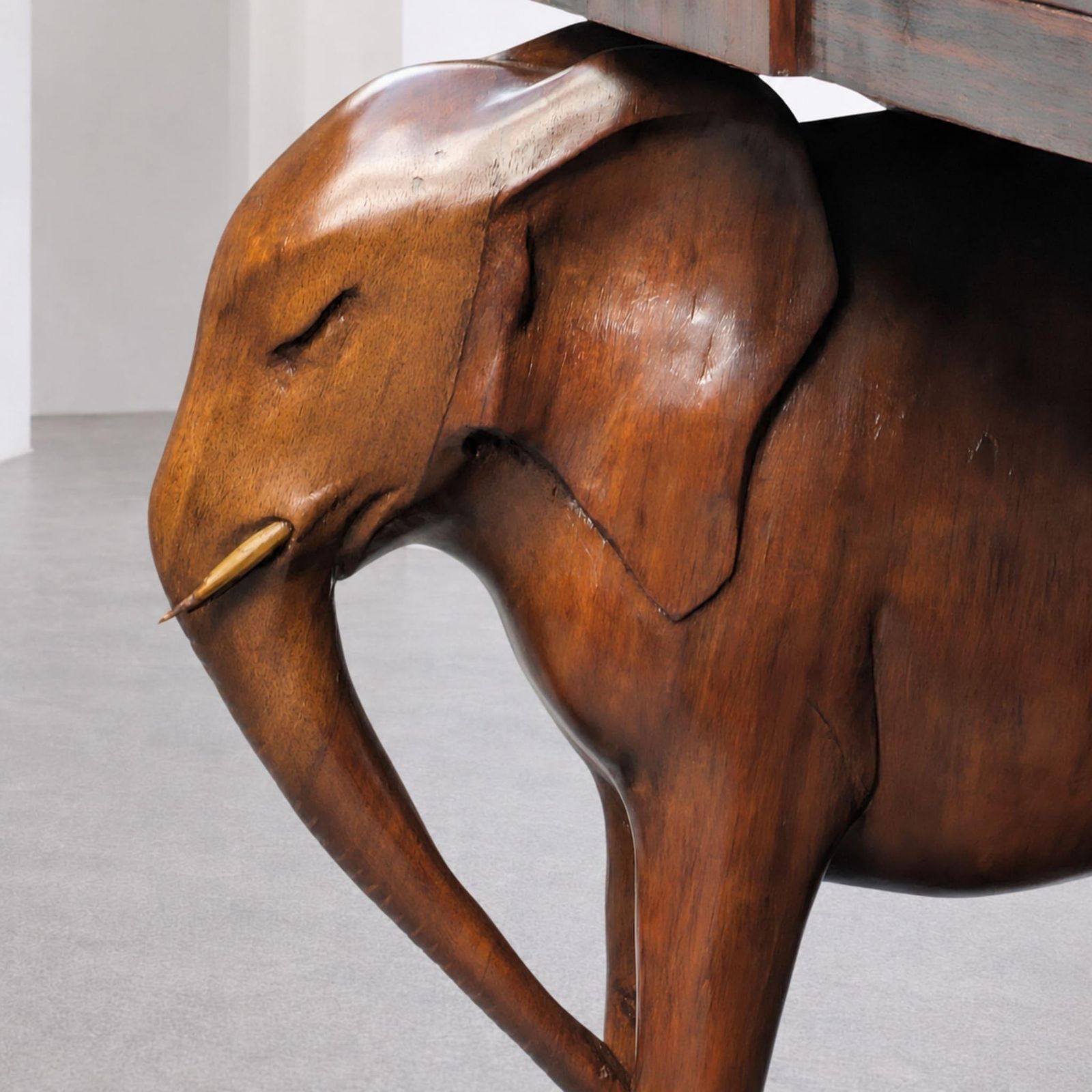 Sicilian Art Deco Sideboard Drawers Wood With Hand Carved Elephants, 1930s photo 10848.0