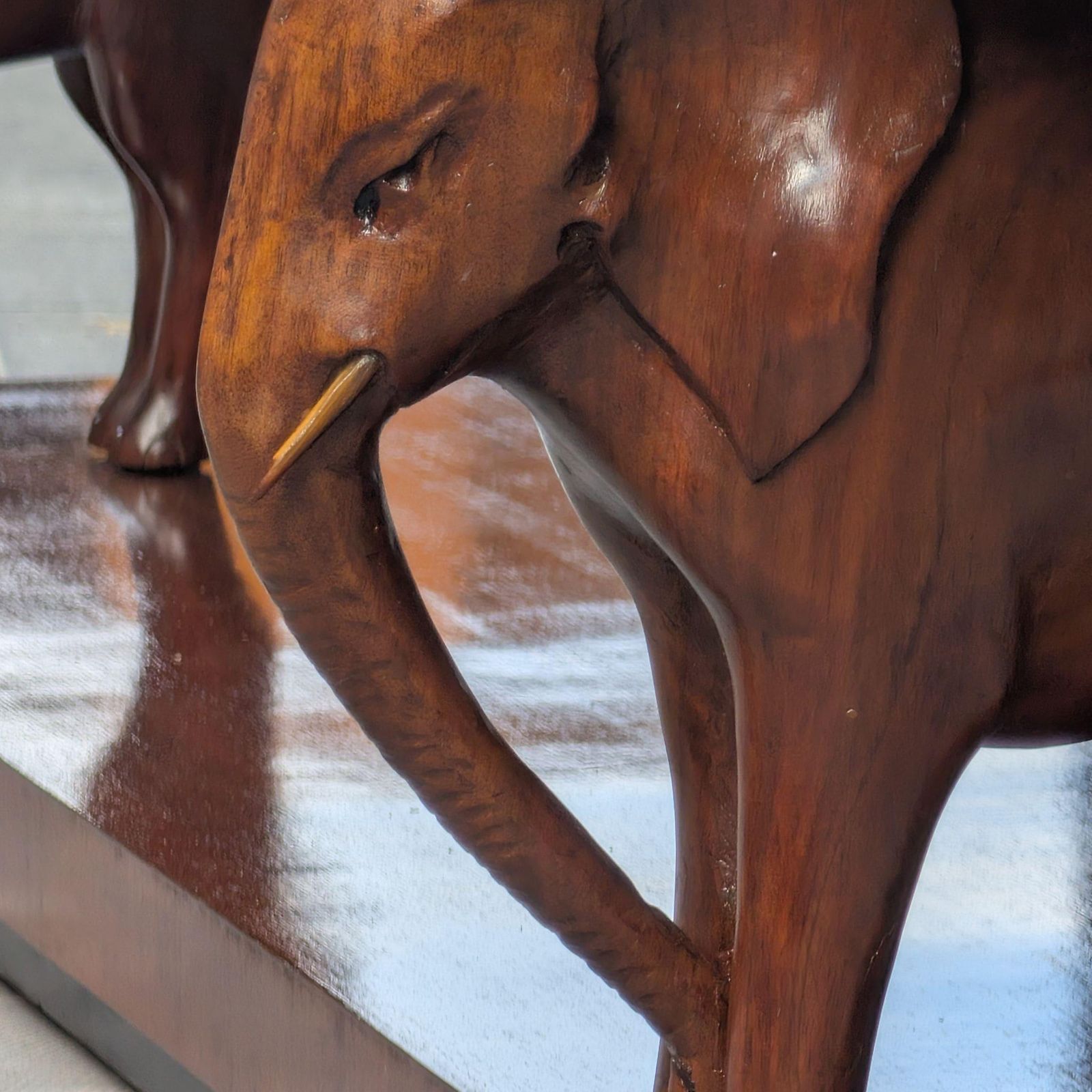 Sicilian Art Deco Sideboard Drawers Wood With Hand Carved Elephants, 1930s photo vinterior