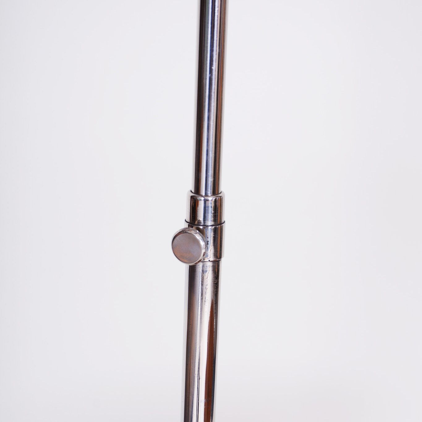 Restored Bauhaus Floor Lamp, By R. Slezak, Walnut, Chrome, Glass, Czech, 1930s photo 1200.0
