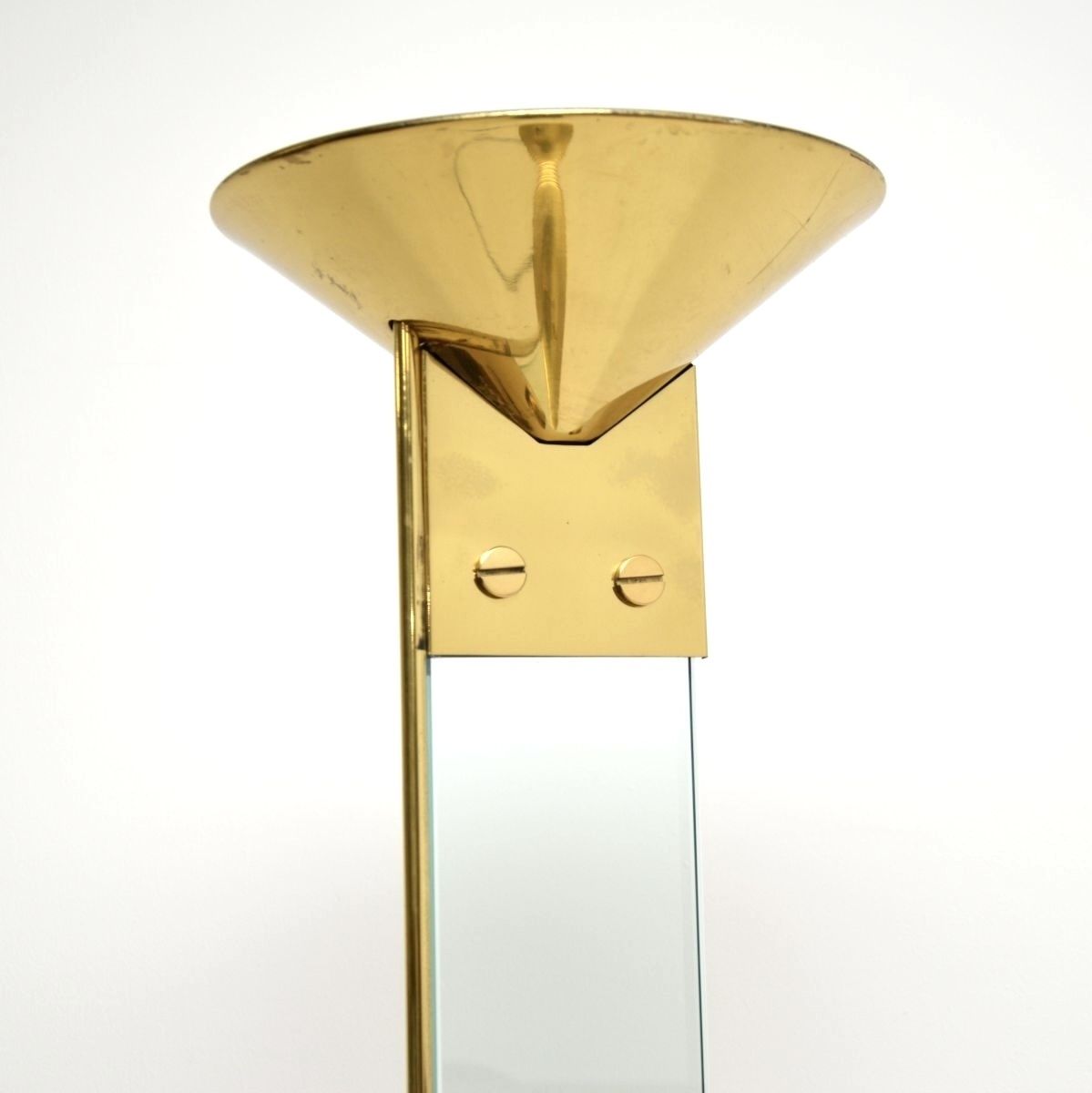 Vintage Italian Brass And Glass Floor Lamp By Max Baguara For Lamperti photo for sale