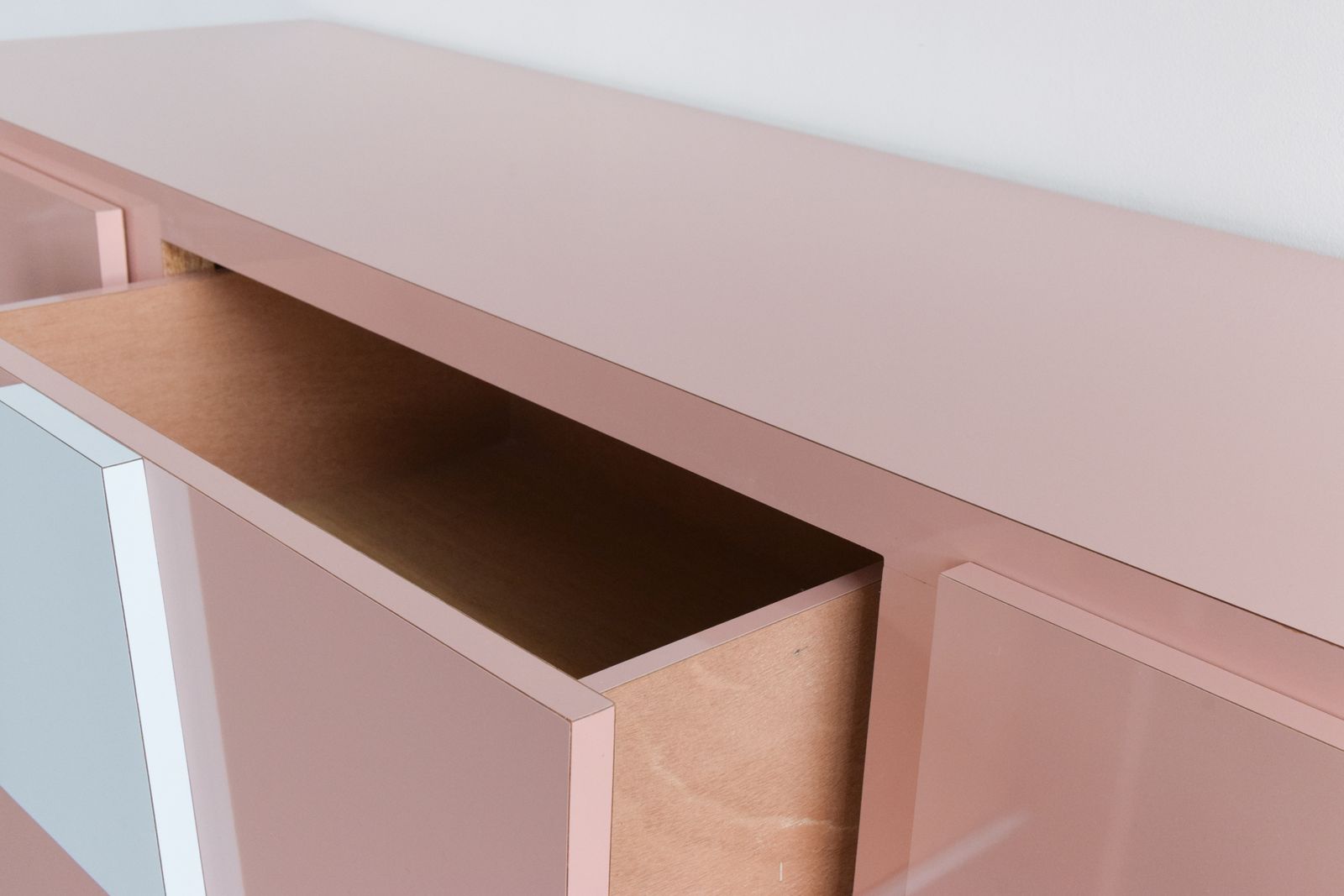 Vintage 1980s Pink And Blue Laminate Chest Of Drawers photo 1725.0