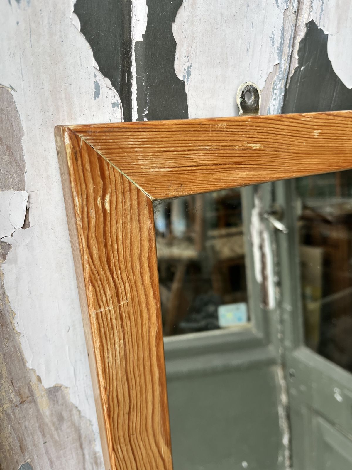 1950’s Pine Rectangular Shop Mirror photo 120.0