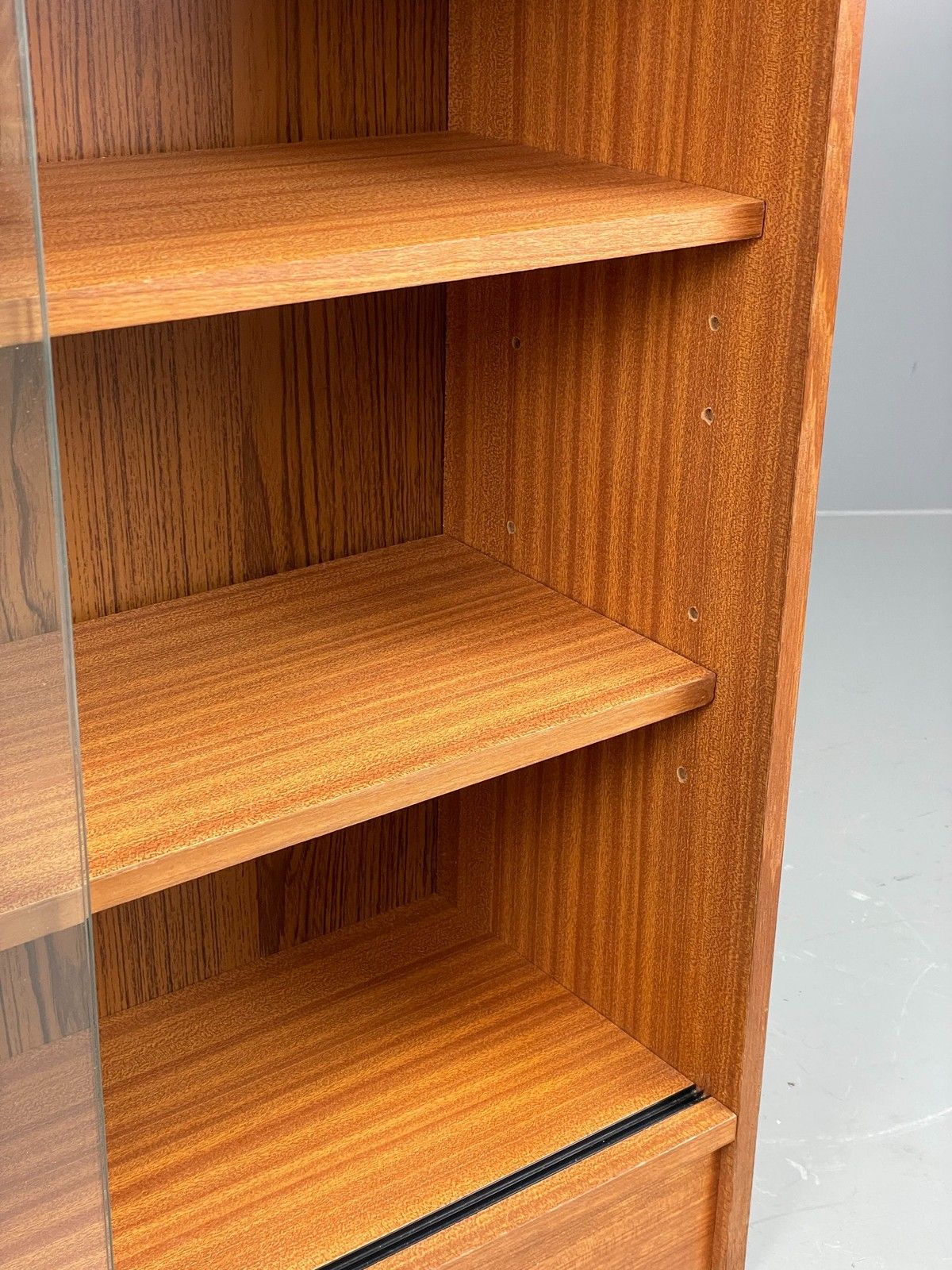 photo furniture Vintage 1960s Glazed Bookcase Teak Mid Century Modern Shelving Cabinet Eb12214