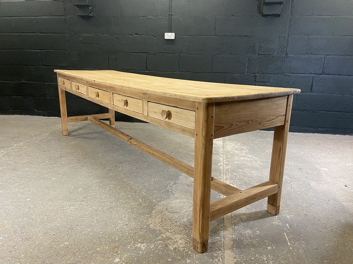 Long French Vintage Seamstress Table With Ten Drawers. photo Furniture