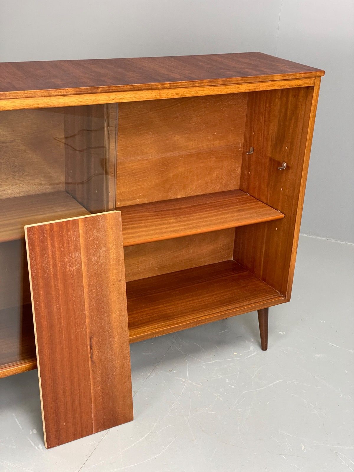 Vintage 1960s Glazed Bookcase Walnut Mid Century Retro Adjustable Eb12220 photo Furniture