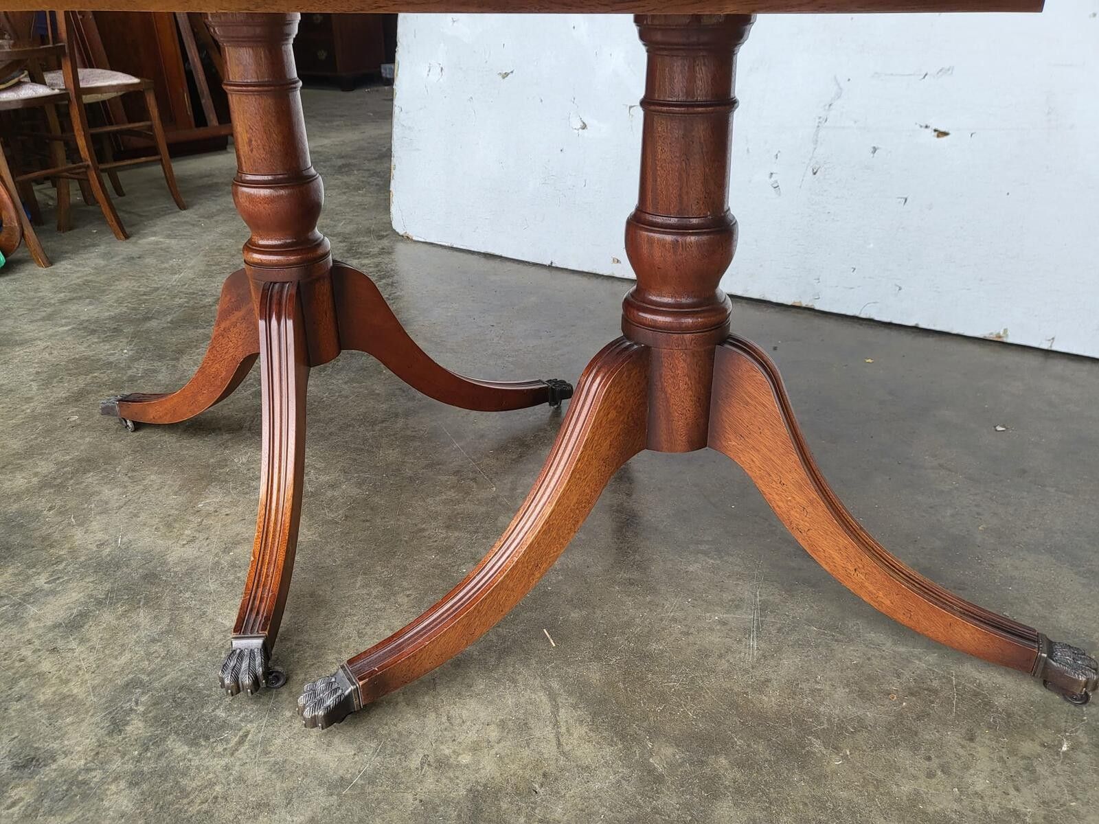 Antique Repro Mahogany Twin Pedestal Extending Dining Table Seat To 10 photo Furniture