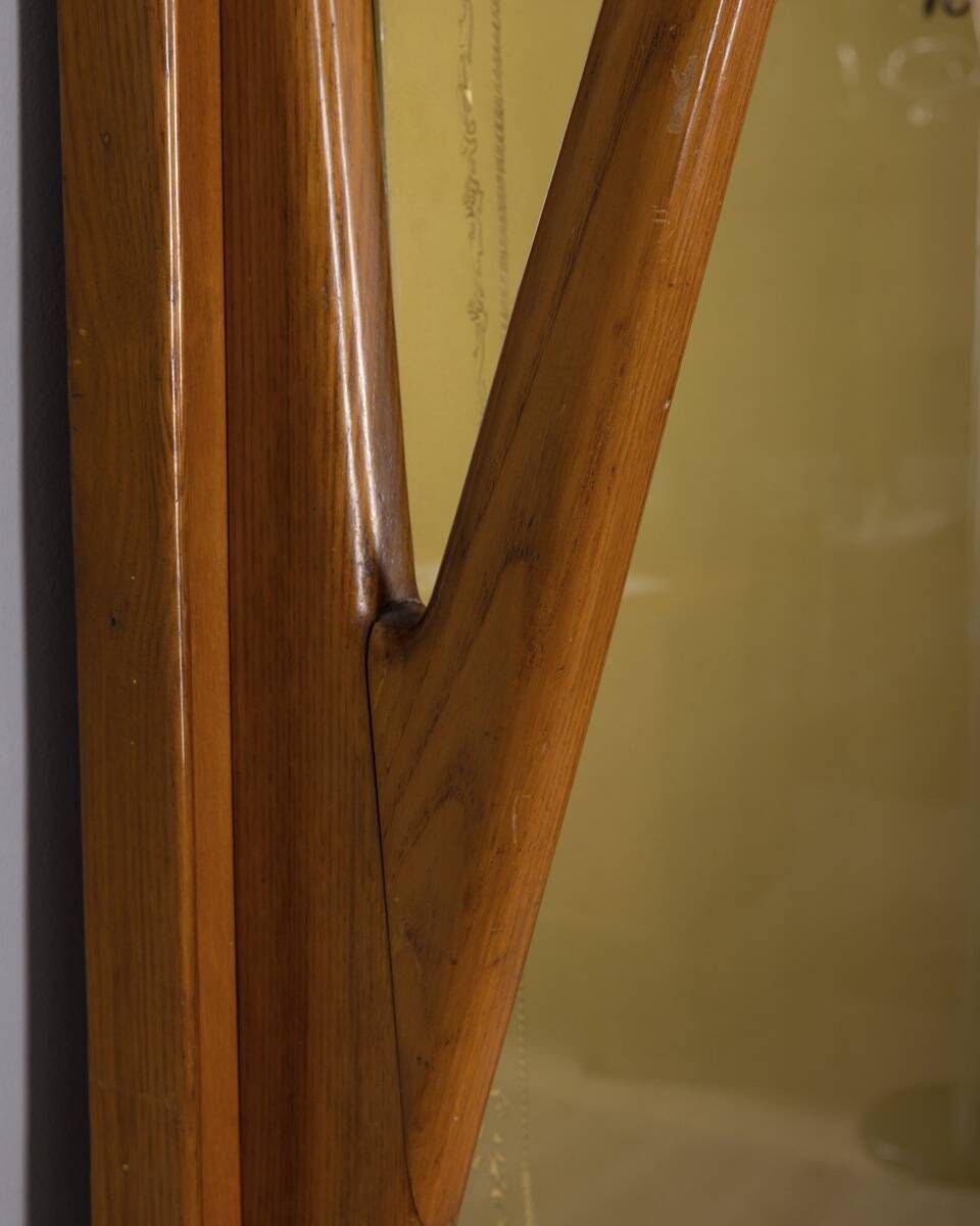 Vintage 1950s Wall Coat Rack In Wood And Decorated Glass, Italian Design photo 1228.0