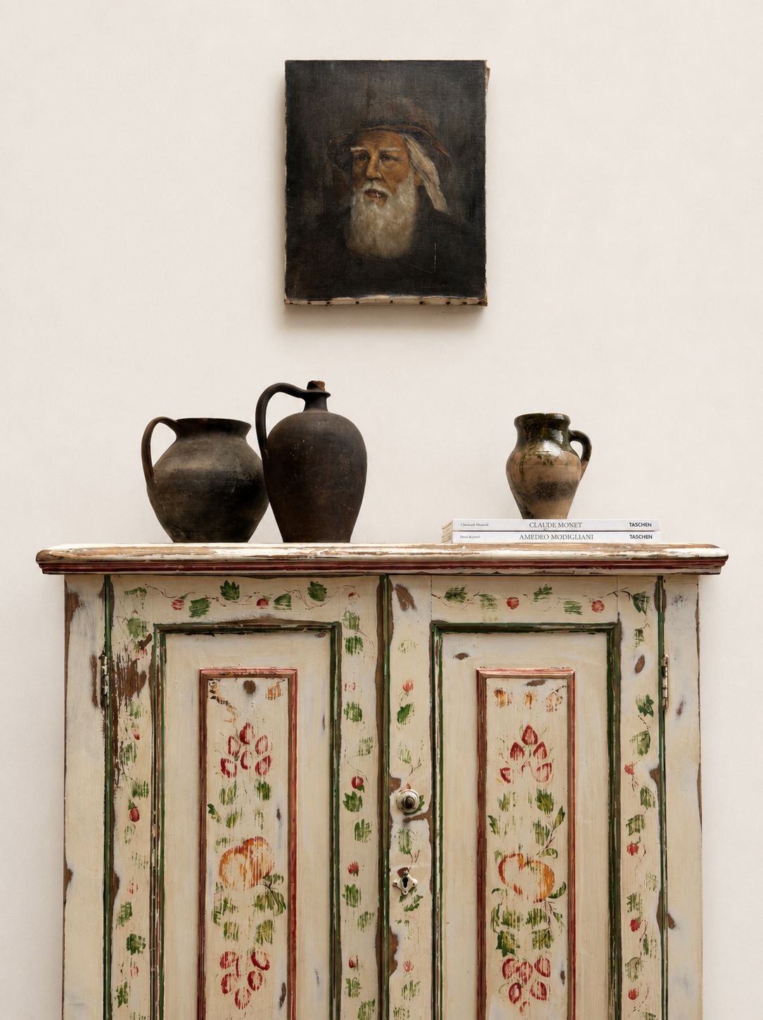 Antique Original Painted Cupboard Sideboard photo Furniture