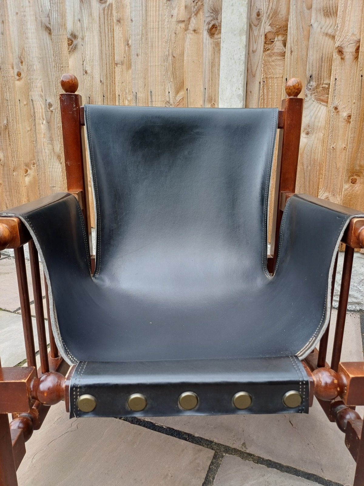 Mid Century Spanish Chair Attributed To Paco Muñoz, 1950s Brutalist Safari Style photo vintage