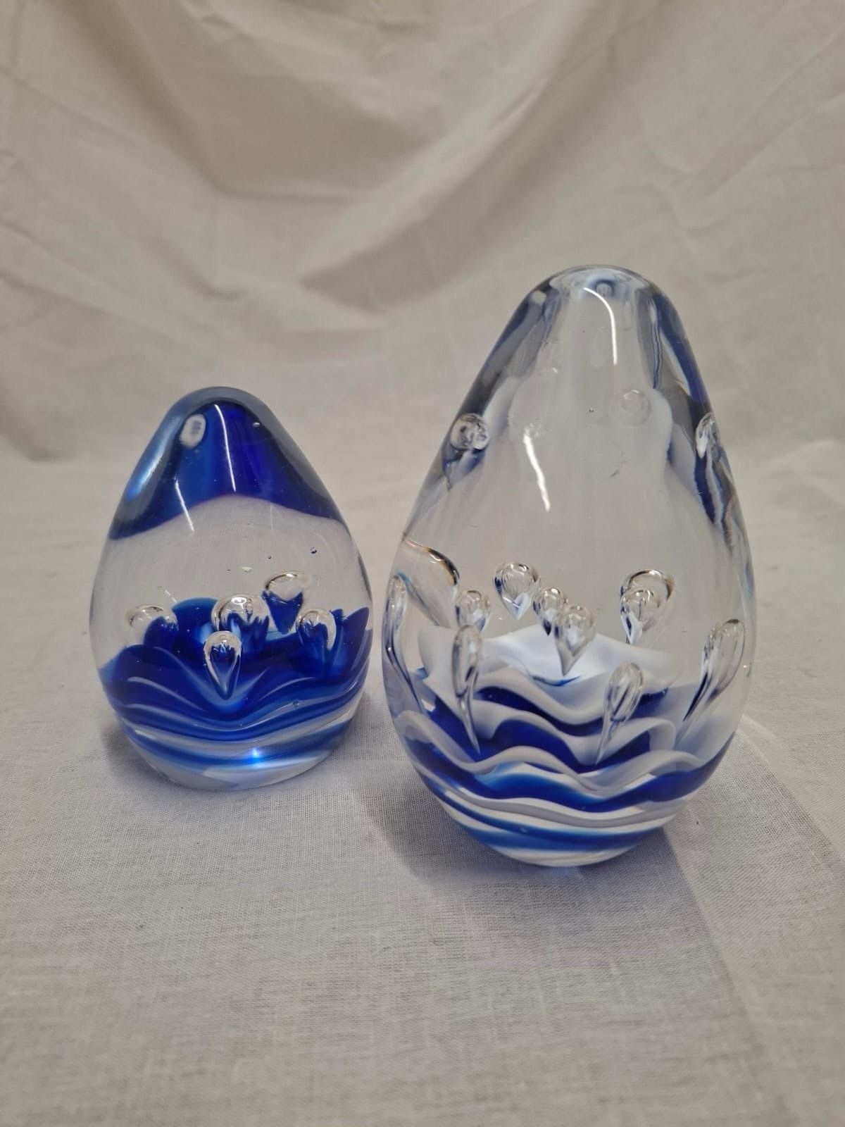 Vintage Set Of 2 Blown Glass Paperweights