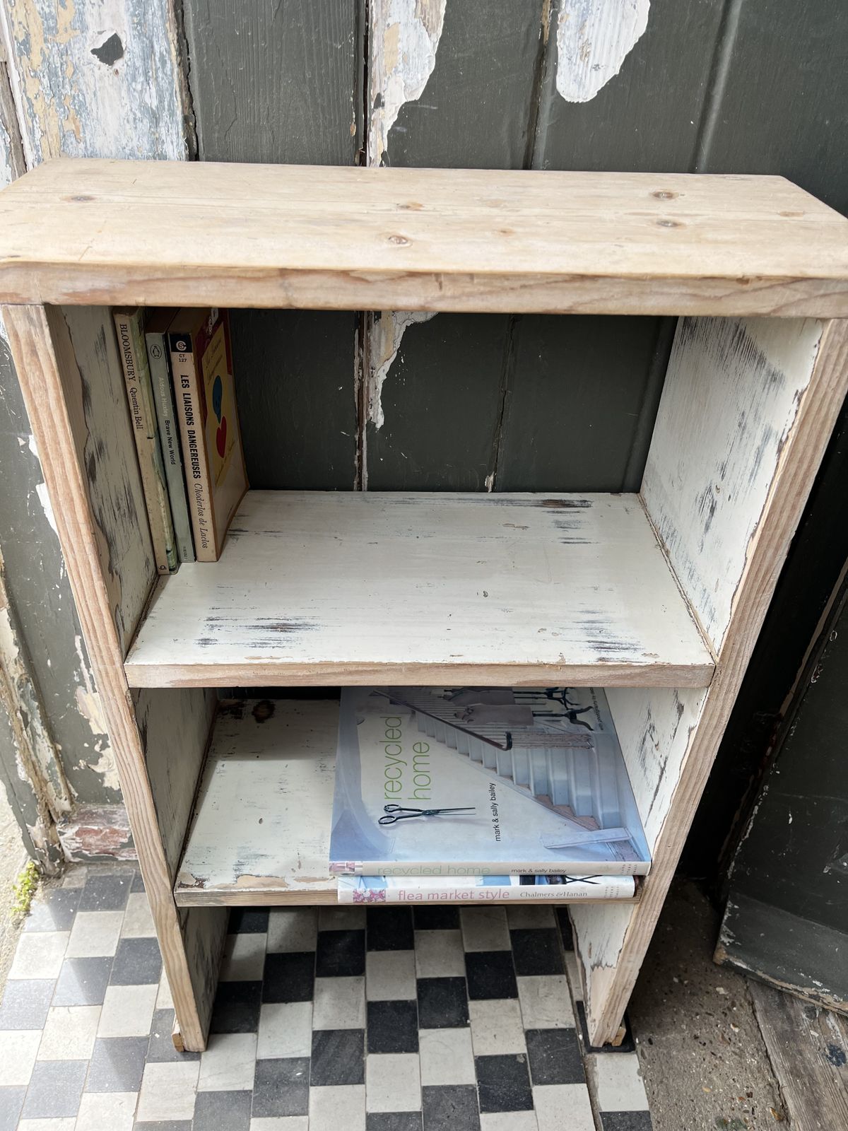 Small Edwardian Pine Bedside Shelves/Bookshelves With Old White Paint photo furniture