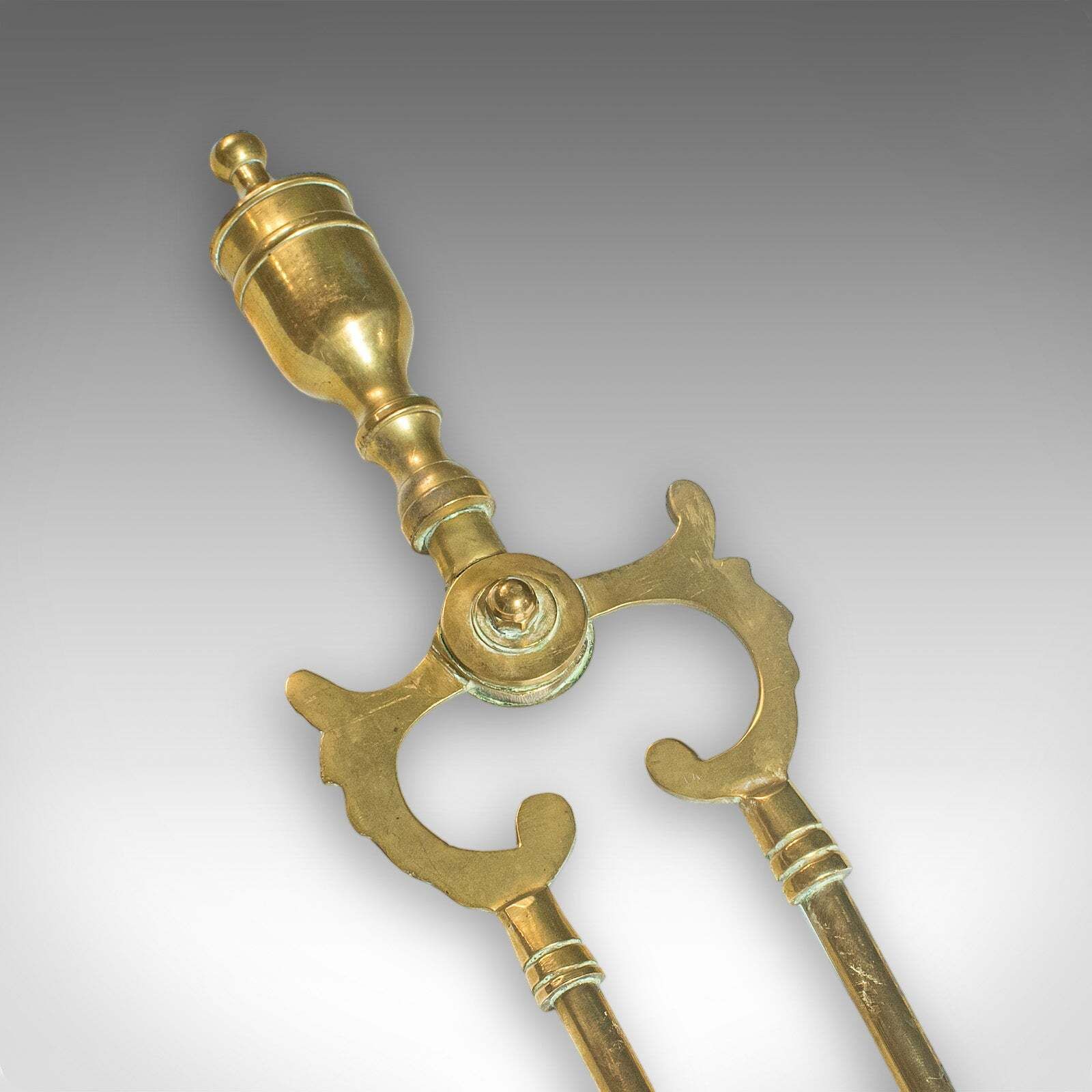 4 Antique Fireside Tools, English, Brass, Fireplace Companion Set, Victorian photo vinterior