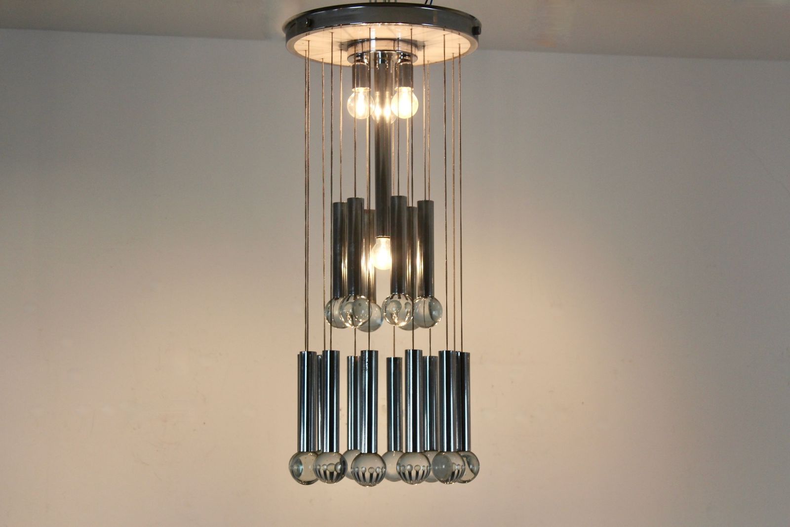 Gaetano Sciolari Italian Space Age Chrome And Glass Sphere Chandelier photo furniture