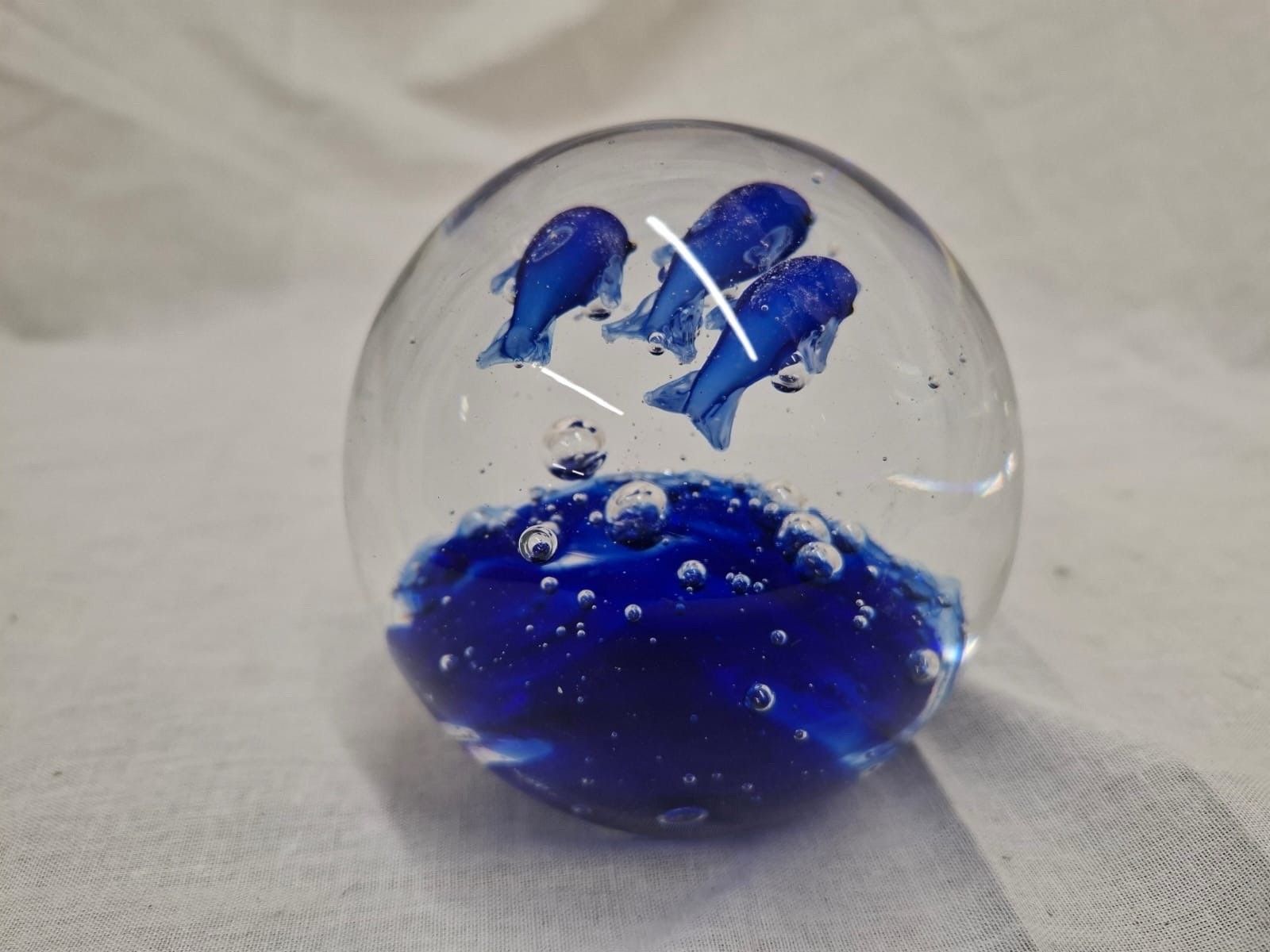 Blown Glass Jumping Dolphin Paperweight photo furniture