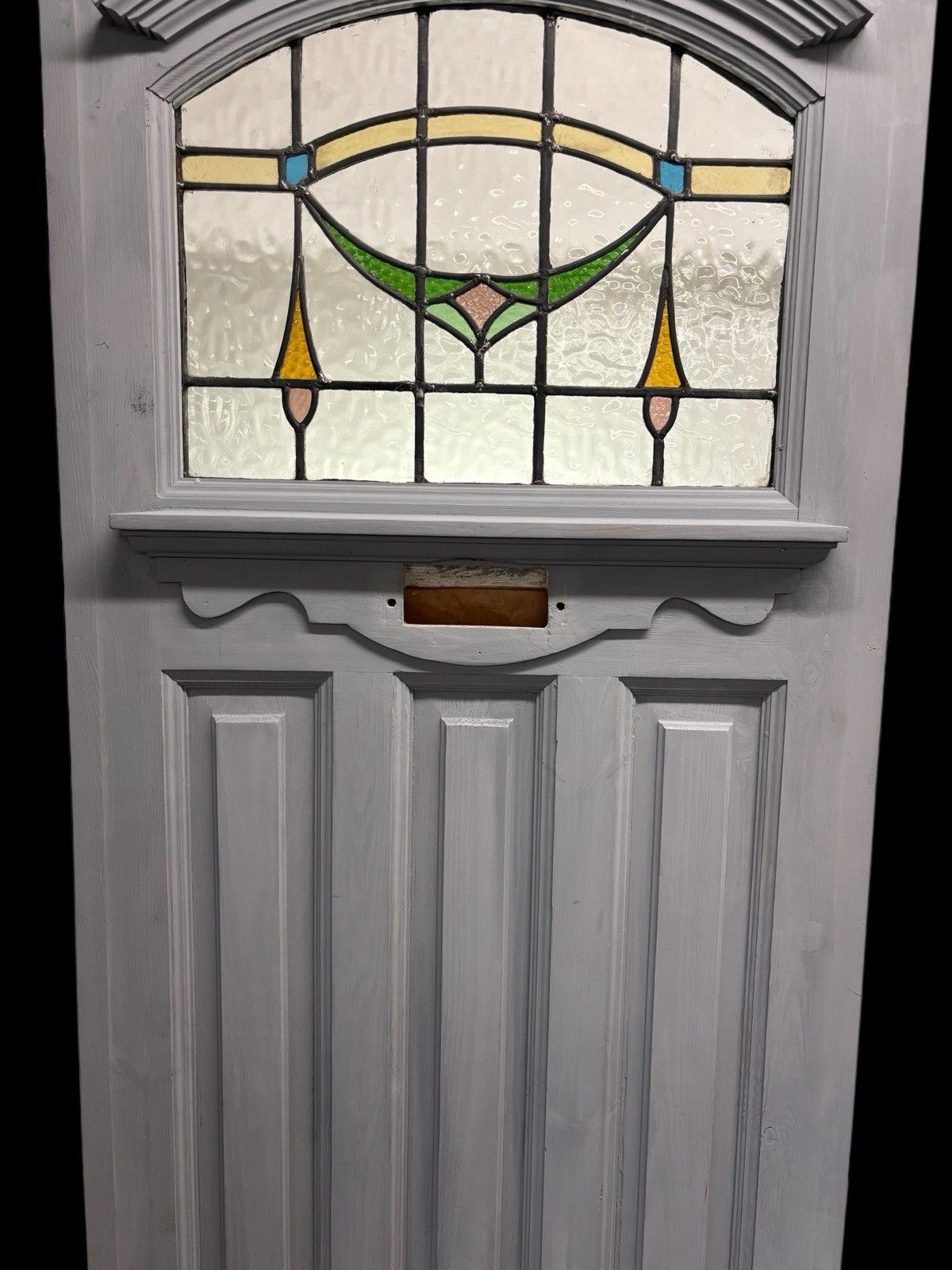 Art Deco Stained Glass Front Door Period Old Reclaimed Antique 20 30 Wood Leaded photo 2183.0