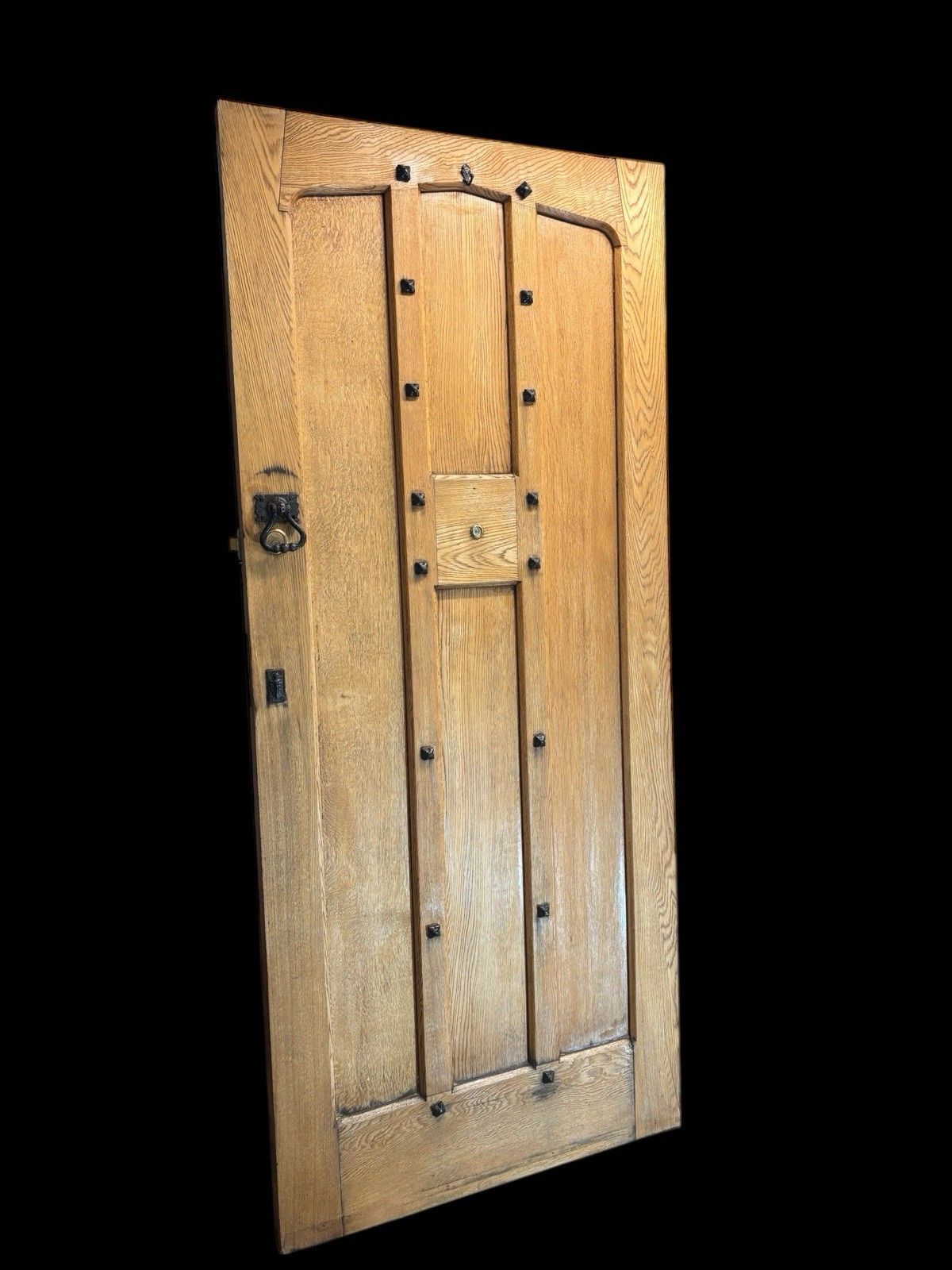 Large Solid Oak Front Door Old Antique Period Reclaimed Glass Cast Iron Refurb photo furniture