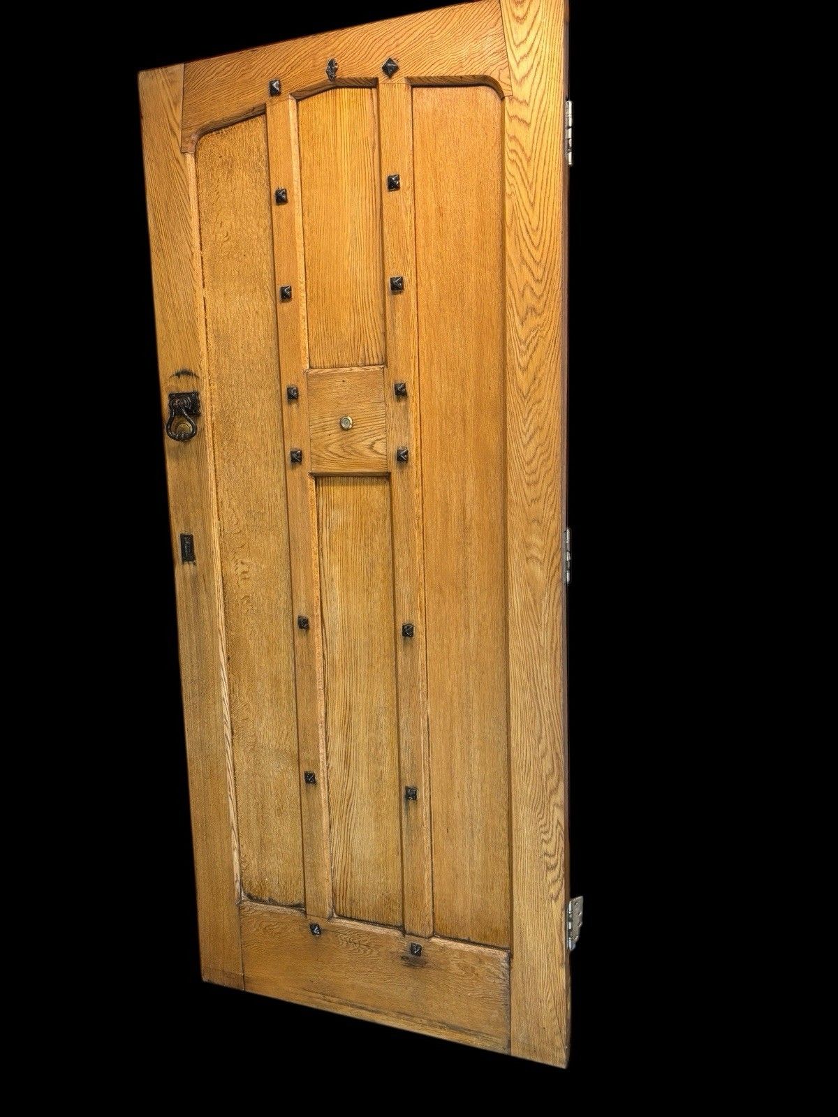Large Solid Oak Front Door Old Antique Period Reclaimed Glass Cast Iron Refurb photo for sale