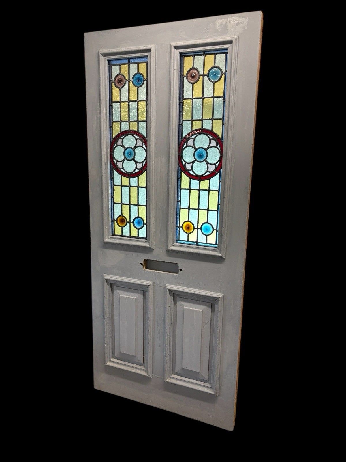 Victorian Stained Glass Front Door Period Old Reclaimed Antique Lead Wood Used photo for sale