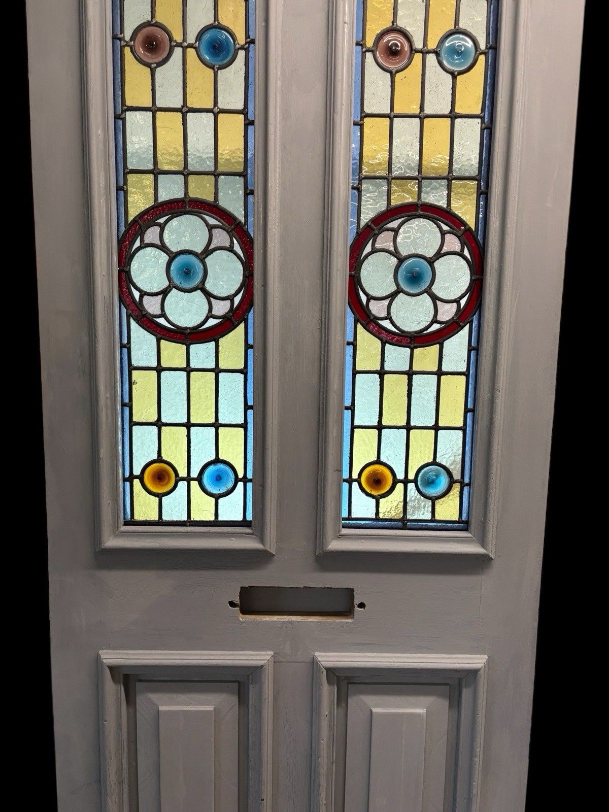 Victorian Stained Glass Front Door Period Old Reclaimed Antique Lead Wood Used photo 3481.0