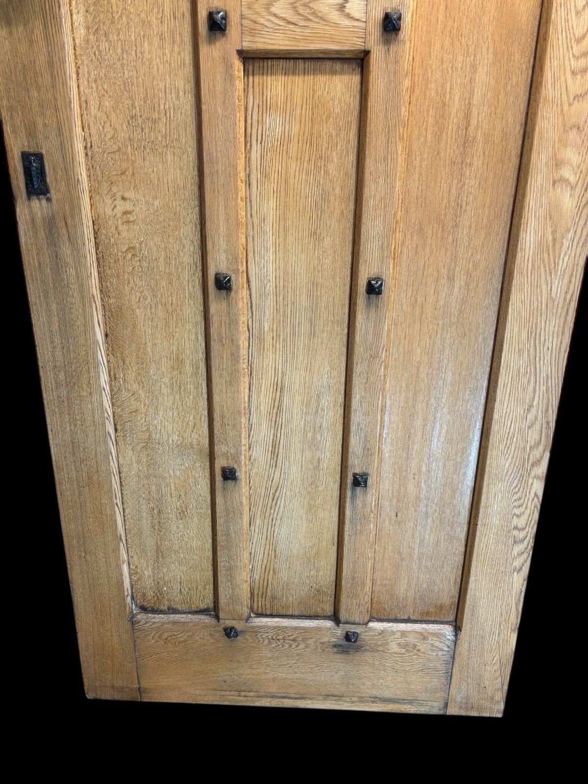 Large Solid Oak Front Door Old Antique Period Reclaimed Glass Cast Iron Refurb photo vinterior