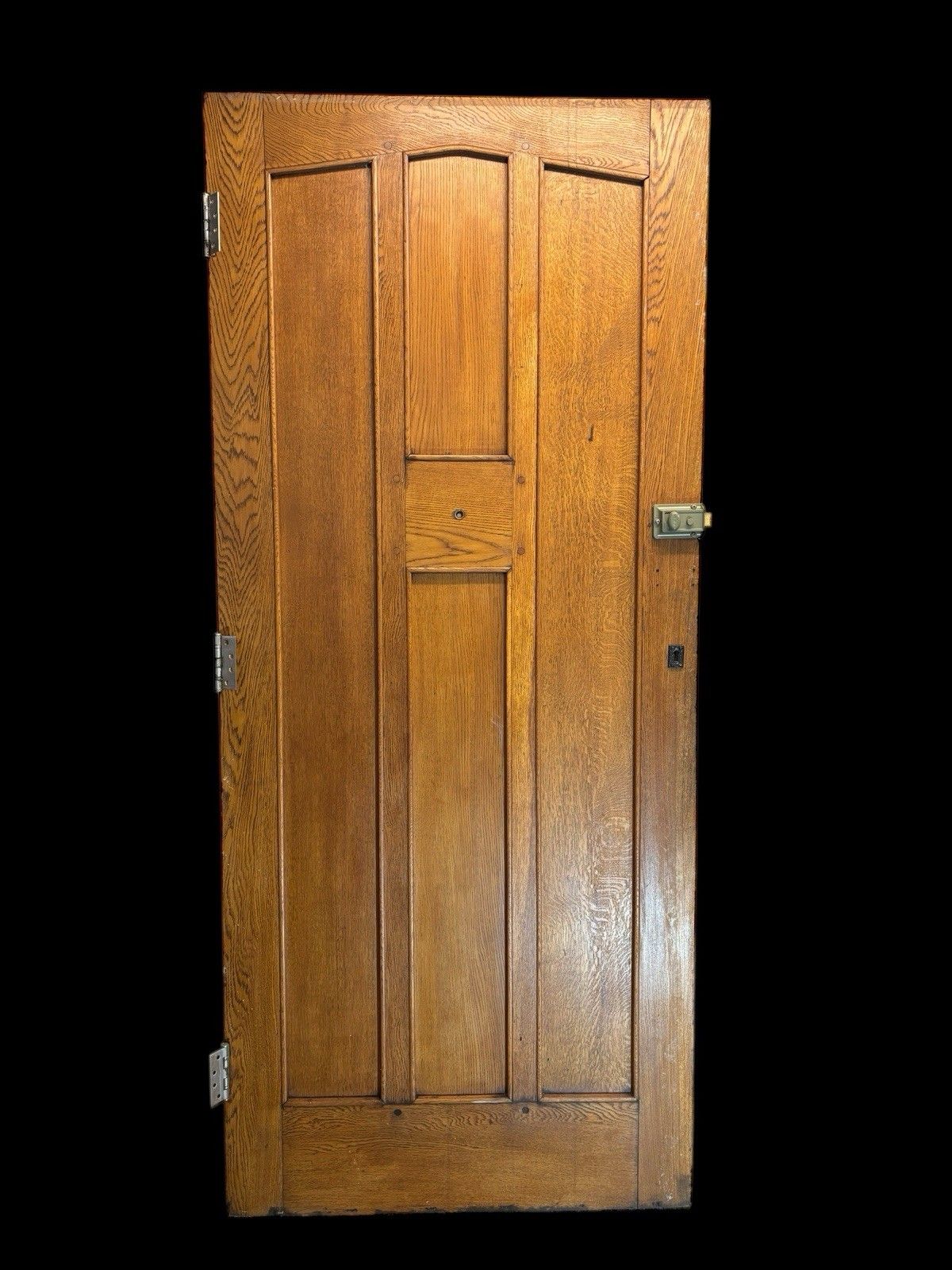 Large Solid Oak Front Door Old Antique Period Reclaimed Glass Cast Iron Refurb photo vintage