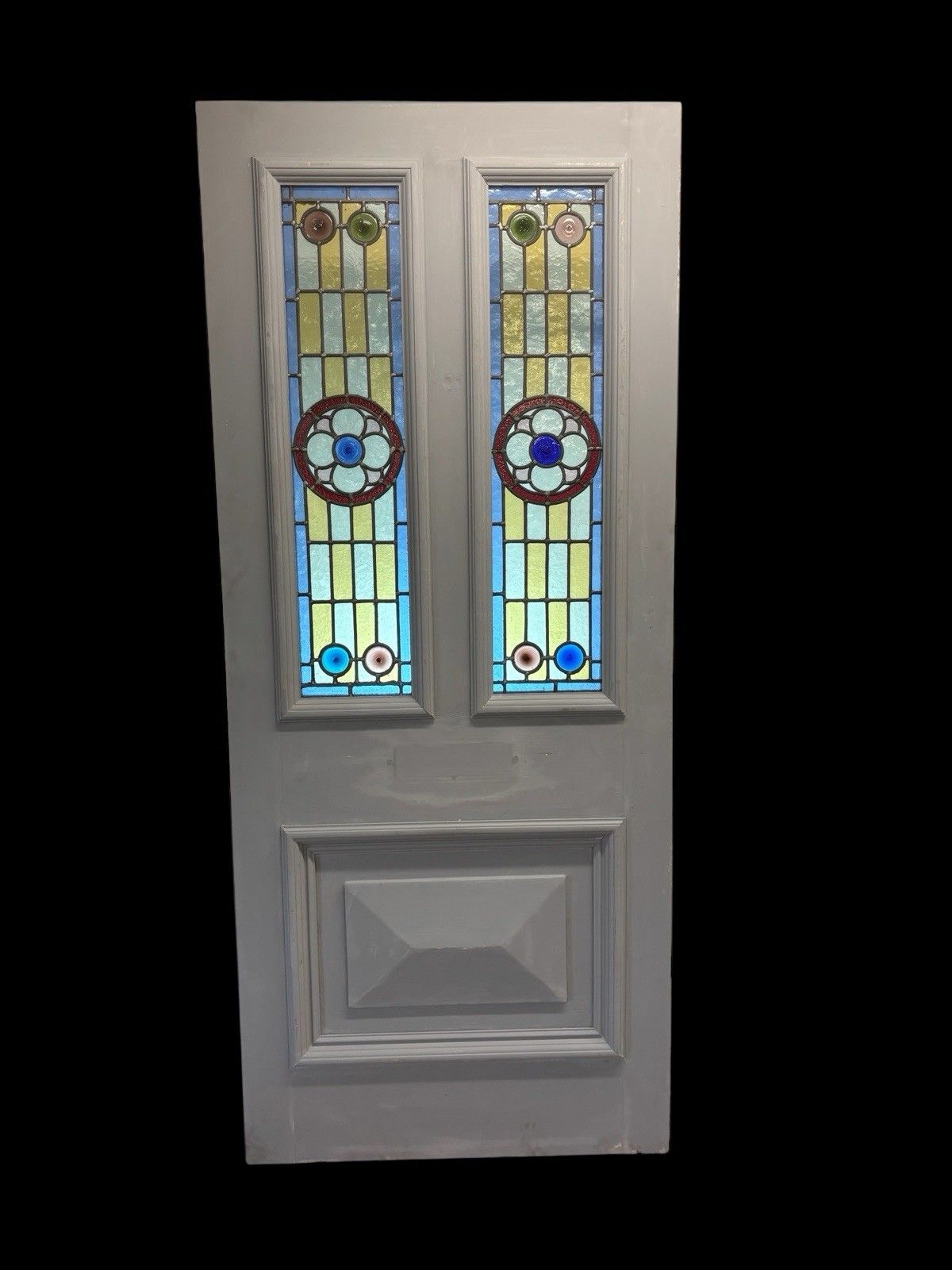Victorian Stained Glass Front Door Period Old Reclaimed Antique Lead Wood Used