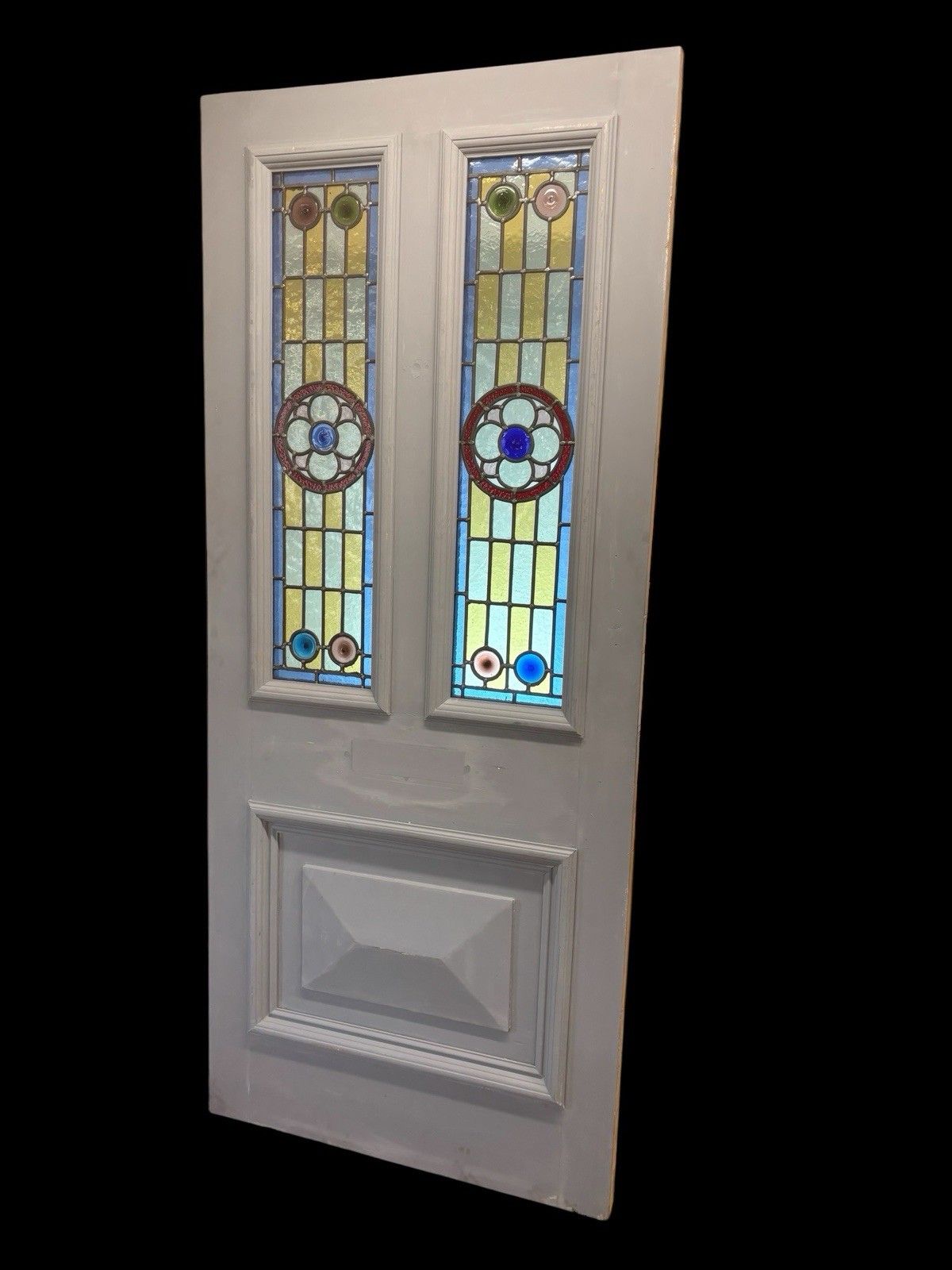 Victorian Stained Glass Front Door Period Old Reclaimed Antique Lead Wood Used photo for sale