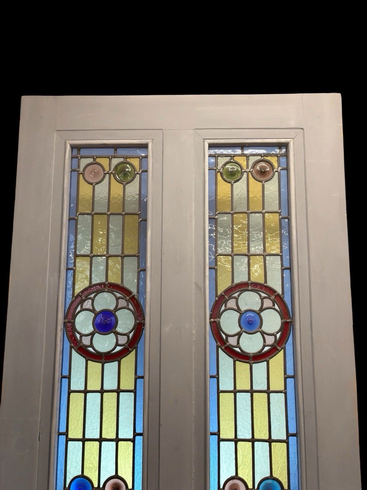 Victorian Stained Glass Front Door Period Old Reclaimed Antique Lead Wood Used photo vintage
