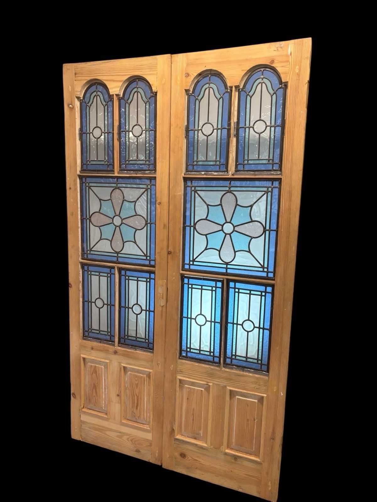 photo furniture Edwardian Stained Glass Doors Antique Period Reclaimed Old French Double Leaded