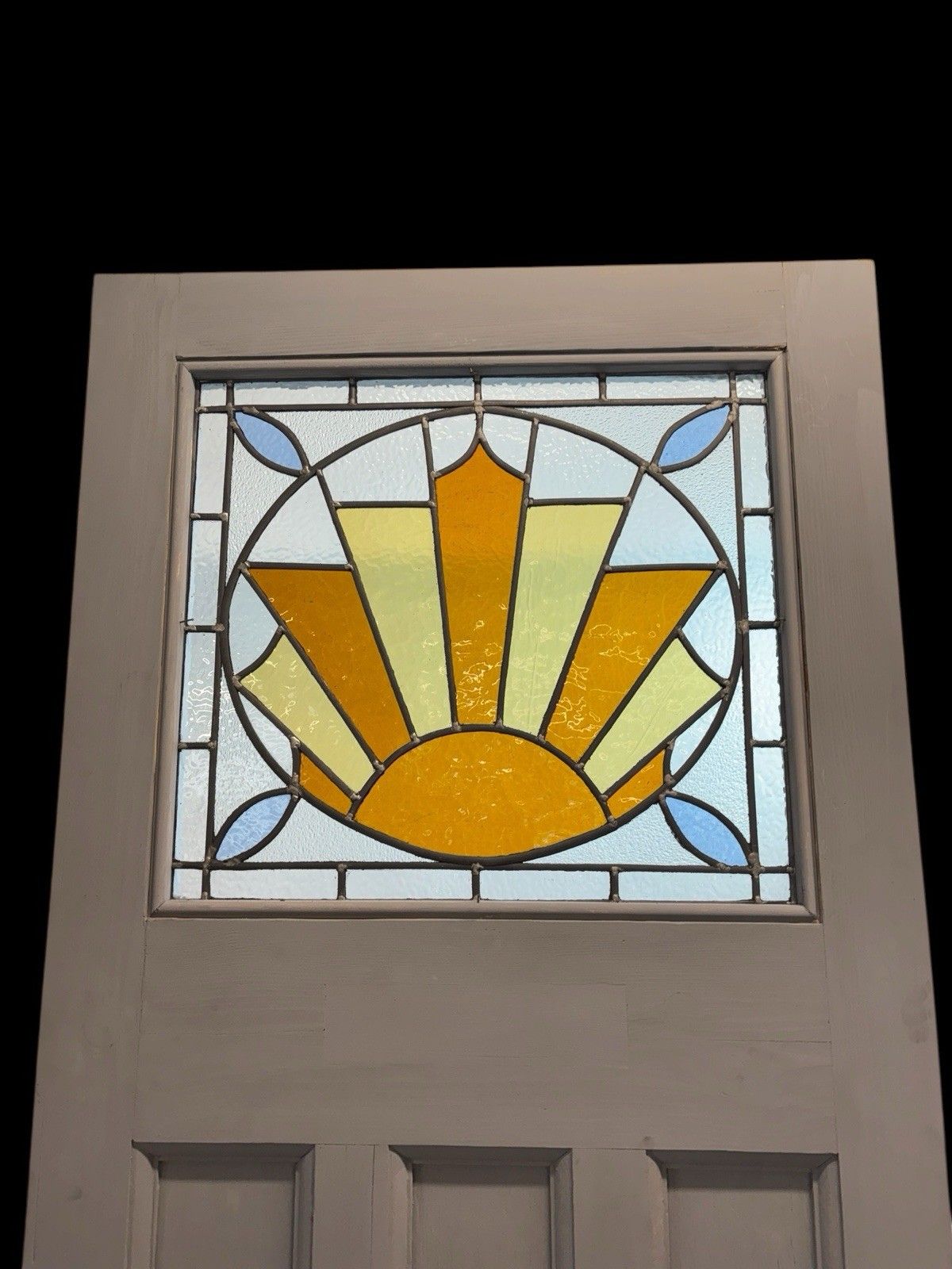 Art Deco Stained Glass Front Door Period Old Reclaimed Antique 20 30 Wood Leaded photo vintage
