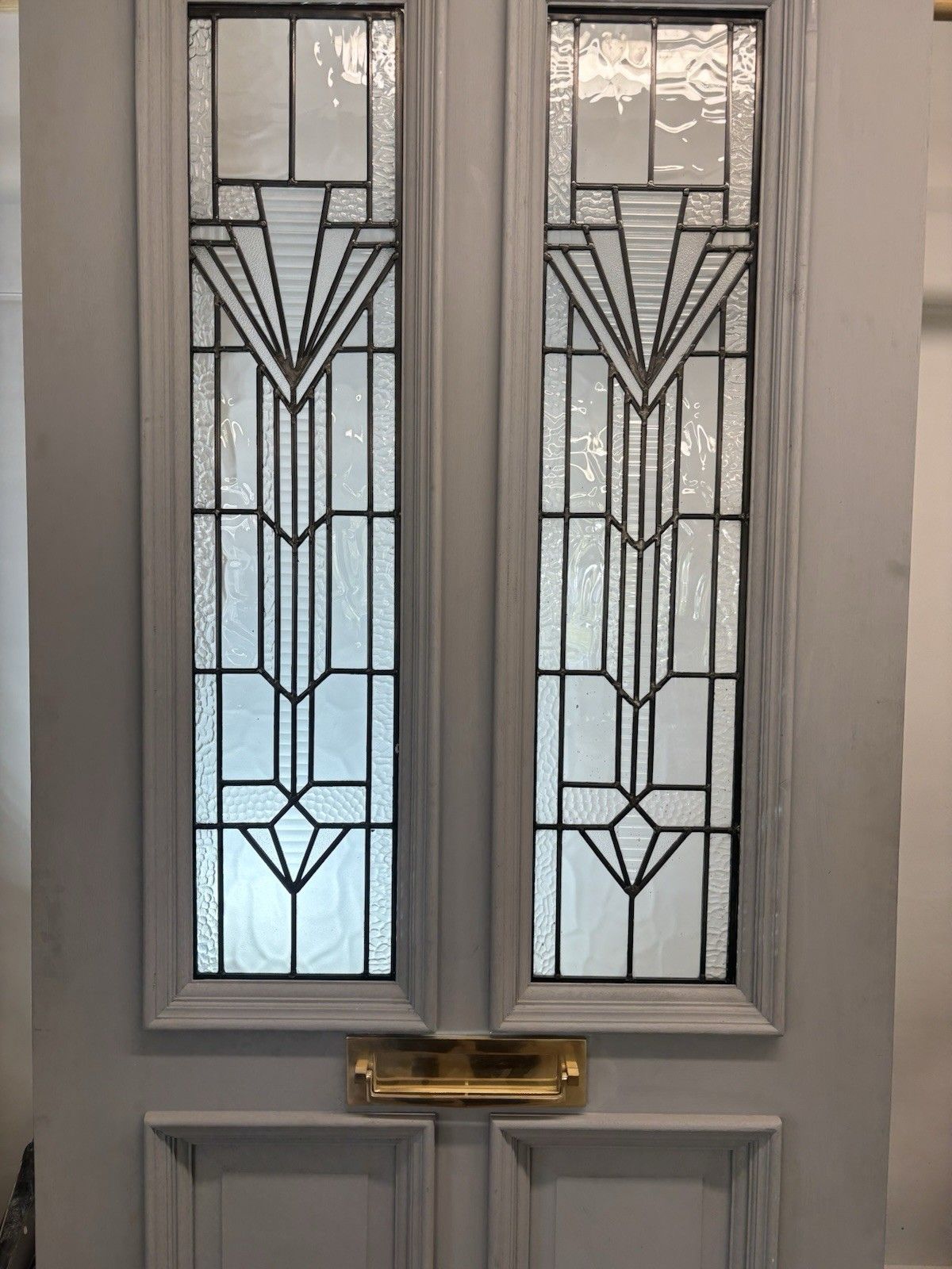 Large Victorian Textured Glass Front Door Leaded Hardwood Bespoke Ready To Fit photo 3481.0