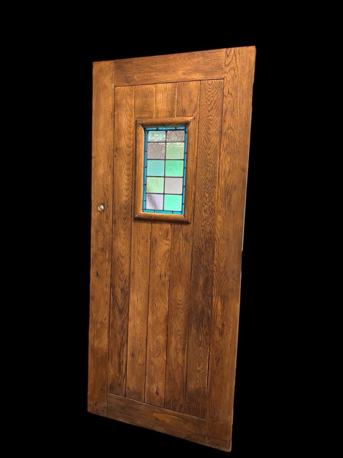 Solid Oak Front Door Stained Glass Old Reclaimed Period Antique Wood Leaded photo furniture