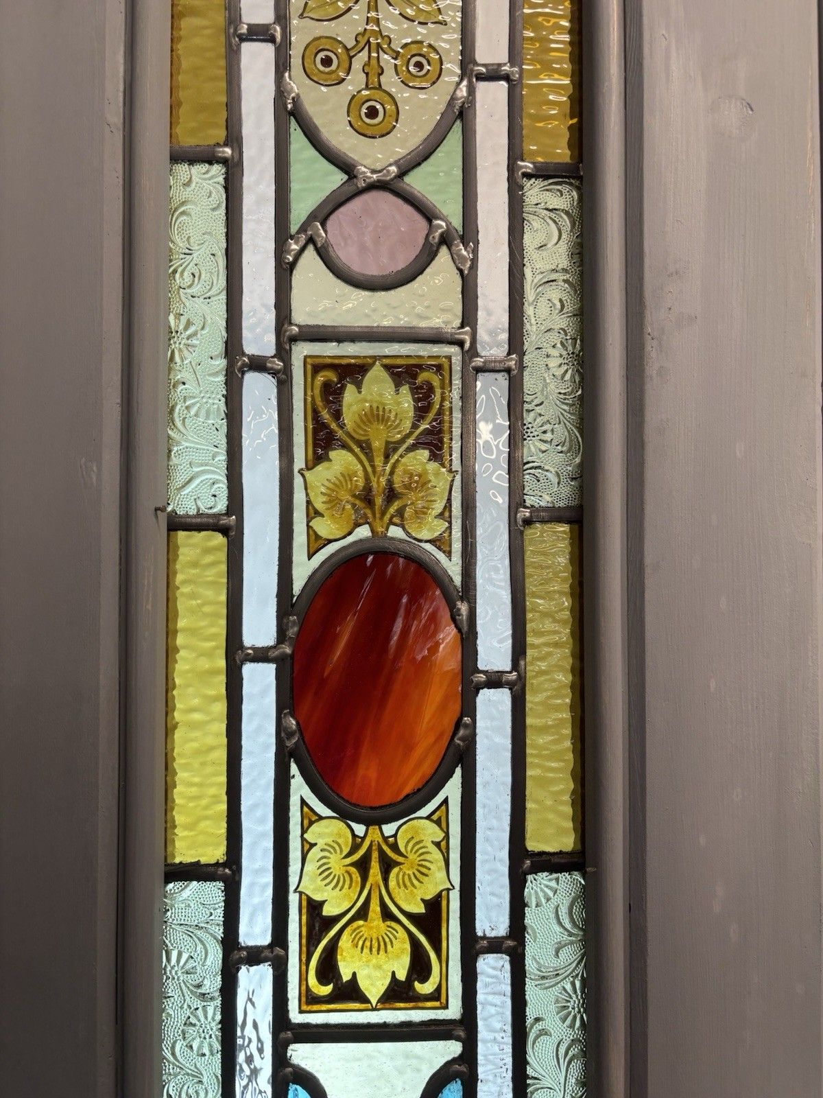 Victorian Hand Painted Stained Glass Front Door Antique Period Reclaimed Rare photo vintage