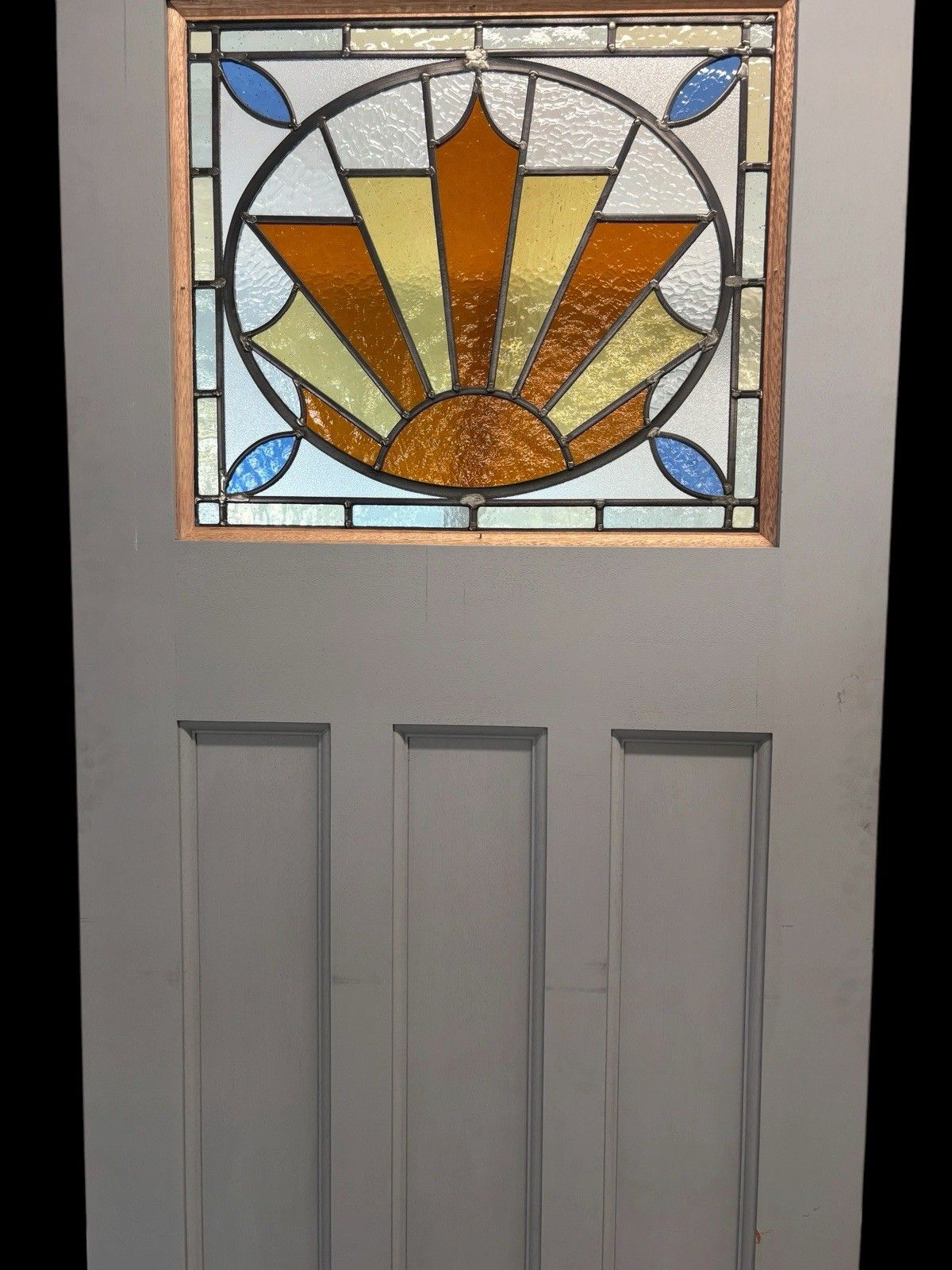 photo furniture Art Deco Stained Glass Front Door Leaded Hardwood 20s 30s Meranti Ready To Fit