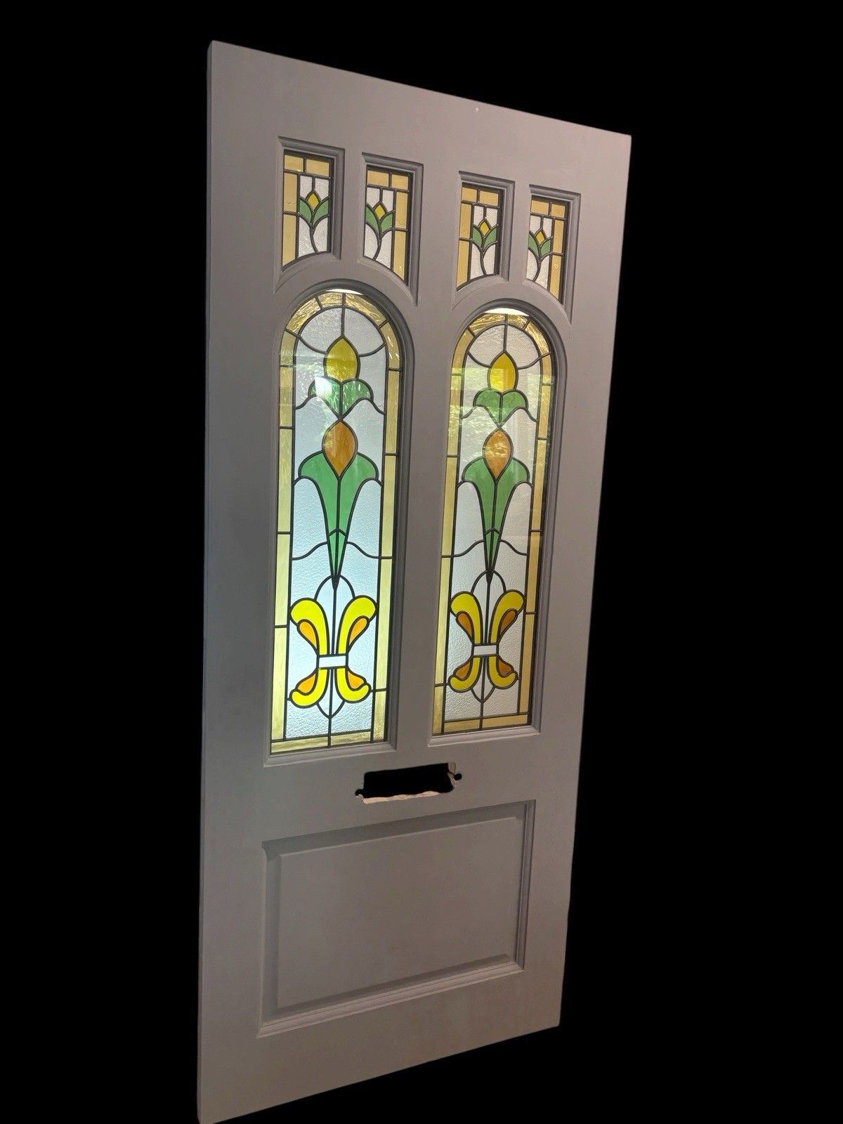 Edwardian Stained Glass Front Door Leaded Triple Glazed Reclaimed Refurbed Old photo furniture