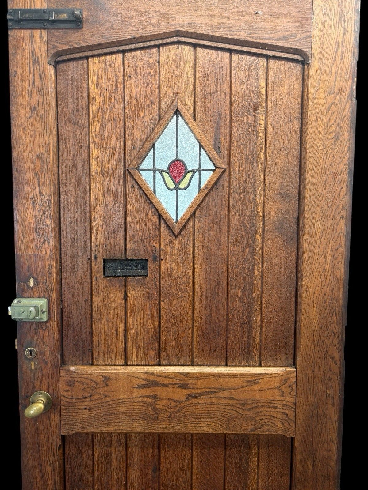 photo furniture Large Solid Oak Front Door Stained Glass Old Reclaimed Period Antique Wood Lead