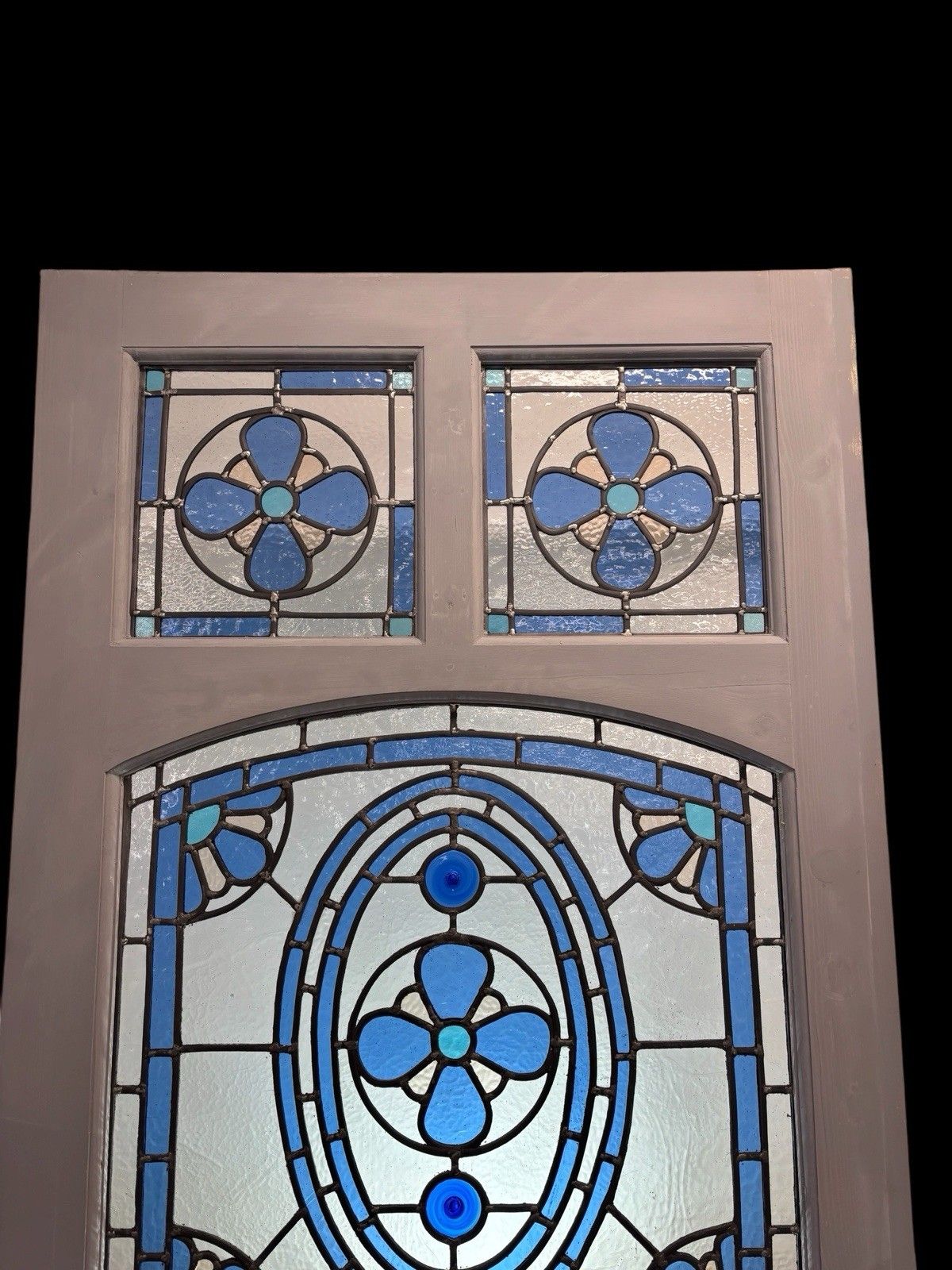 Edwardian Stained Glass Front Door Leaded Glazed Reclaimed Restored Old Wood photo Home Fixtures